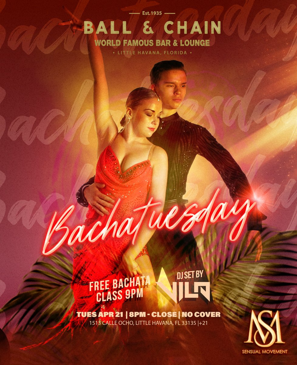 BallAndChainBar's tweet photo. TODAY: #LiveMusic 12 noon to 6 p.m., #HappyHour 4 to 7, #LiveJazz 6 to 9, then #Bachatuesday with DJ Vila + a FREE #BachataClass, 9
TOMORROW: #SaborWednesday includes Pineapple Stage #Karaoke and Mandy y La Clave + a FREE #SalsaClass!
https://t.co/kBdwIKSopr
๐๐ https://t.co/qqQQzCSq1r