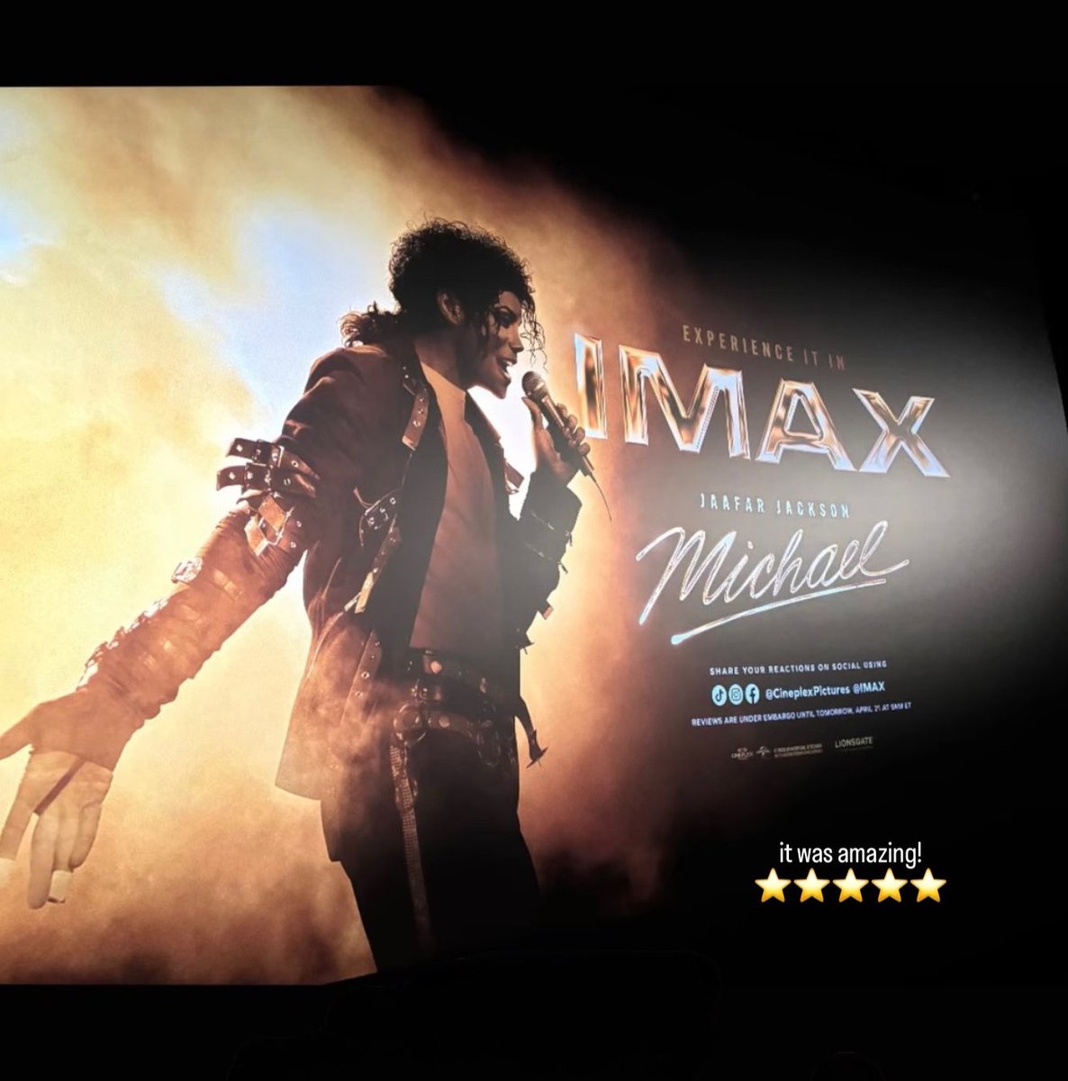 I Give #MichaelMovie 5 Stars
⭐️ ⭐️⭐️⭐️⭐️
the movie event of the decade
this film does justice in showing us the making of The Greatest &amp; Biggest Artist of the World.  The making of The King Of Pop is a great task &amp; this film is simply a MASTERPIECE!  Bravo 👏🏽 to the cast &amp; crew