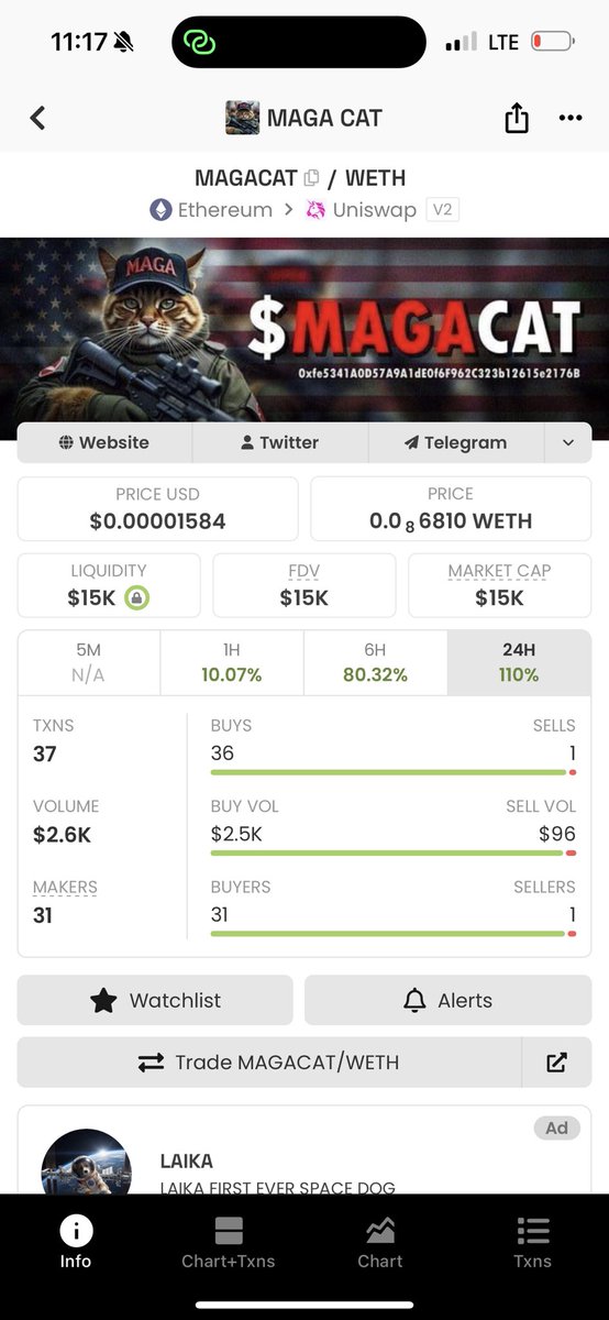 Check out $MAGACAT This will surely do multiple X’s.
Strong narrative, Vibrant Community, Trumps #MAGACAT .

0xfe5341A0D57A9A1dE0f6F962C323b12615e2176B

This could easily send to 15M mc.
Don’t fade!!!