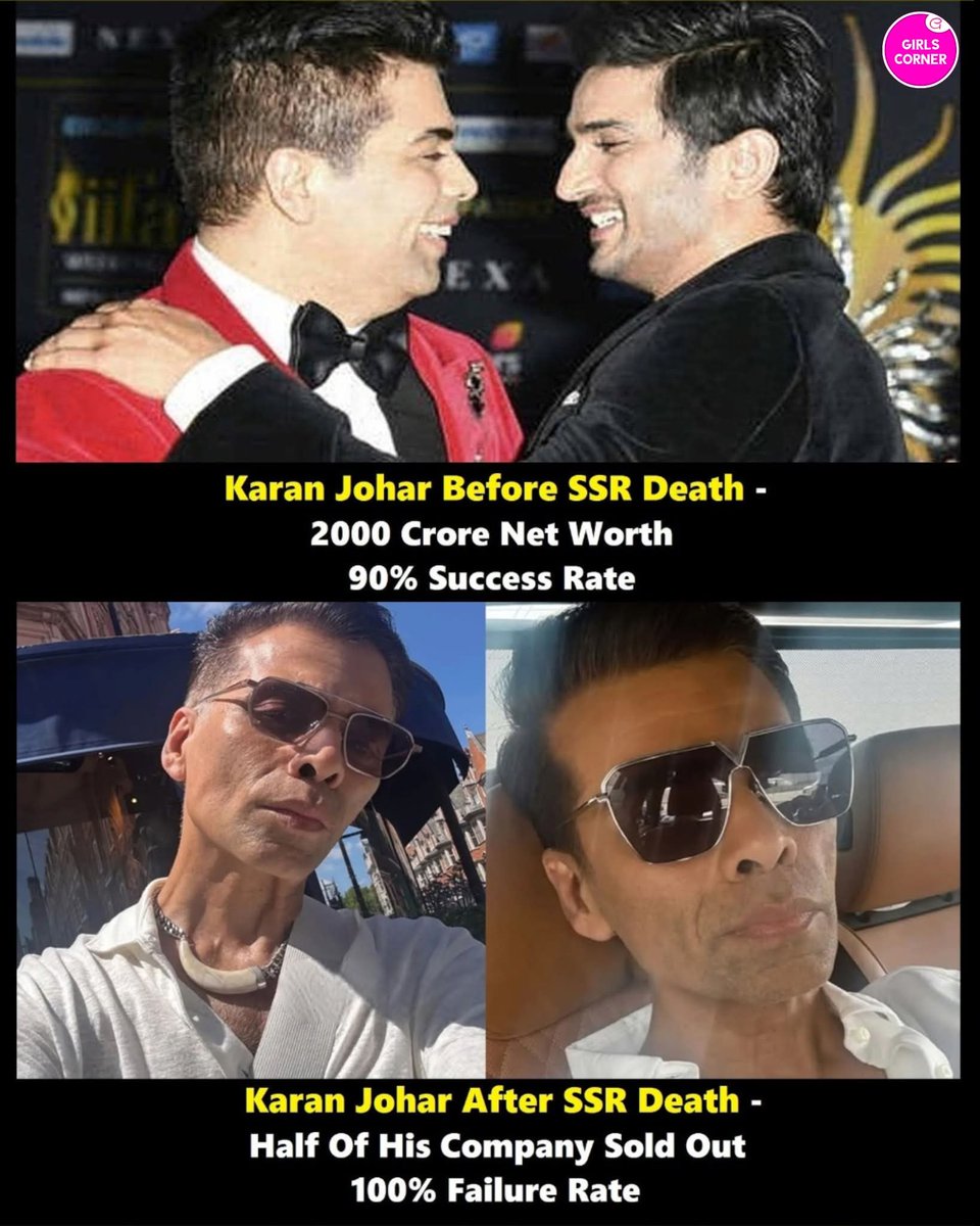 कर्म कभी अपना रास्ता और हिसाब नहीं भूलते..

#SushantSinghRajput's tormentor #KaranJohar fortunes in Bollywood took a dramatic turn after his passing. Once at the top with an enviable success rate and a thriving production house <a href="/yrf/">Yash Raj Films</a>, he had to part with 50% of his company and