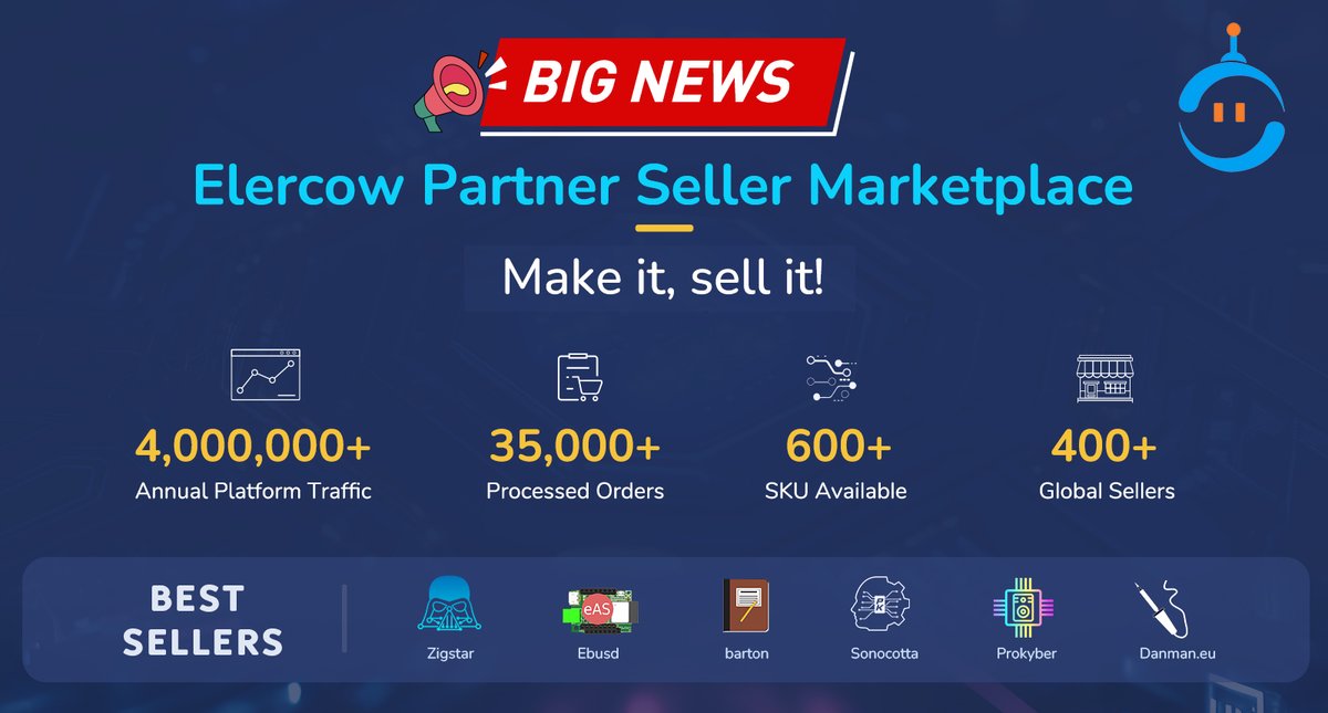 📢 More Than Just a Store: Your Hardware Partner.

Hundreds of Tindie Sellers Have Moved to #Elecrow. If you're looking for a stable platform with built-in manufacturing power, you're home.

🚩 Join the Elecrow Partner Seller Program and tap into:
✅ 0 entry fee, 0 monthly