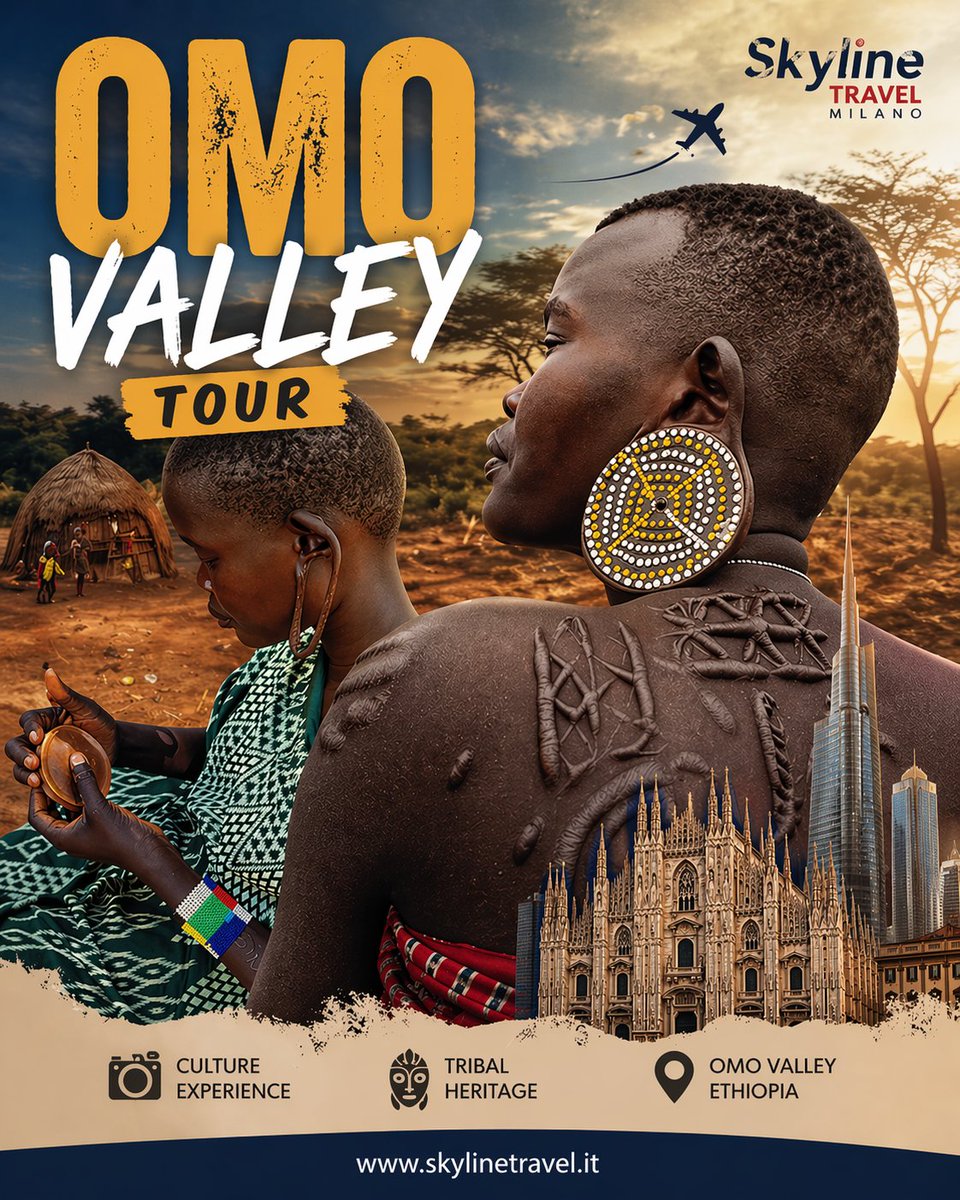 SkylineTravelMi's tweet image. In the heart of Omo Valley, beauty is carved in courage.
Every mark = strength. Every scar = identity.
This isn’t just art… it’s legacy.

🌍 Witness culture beyond imagination
📩 DM us to explore with Skyline Travel Milano
#Mursi #OmoValley #Ethiopia #African #TribalTraditions