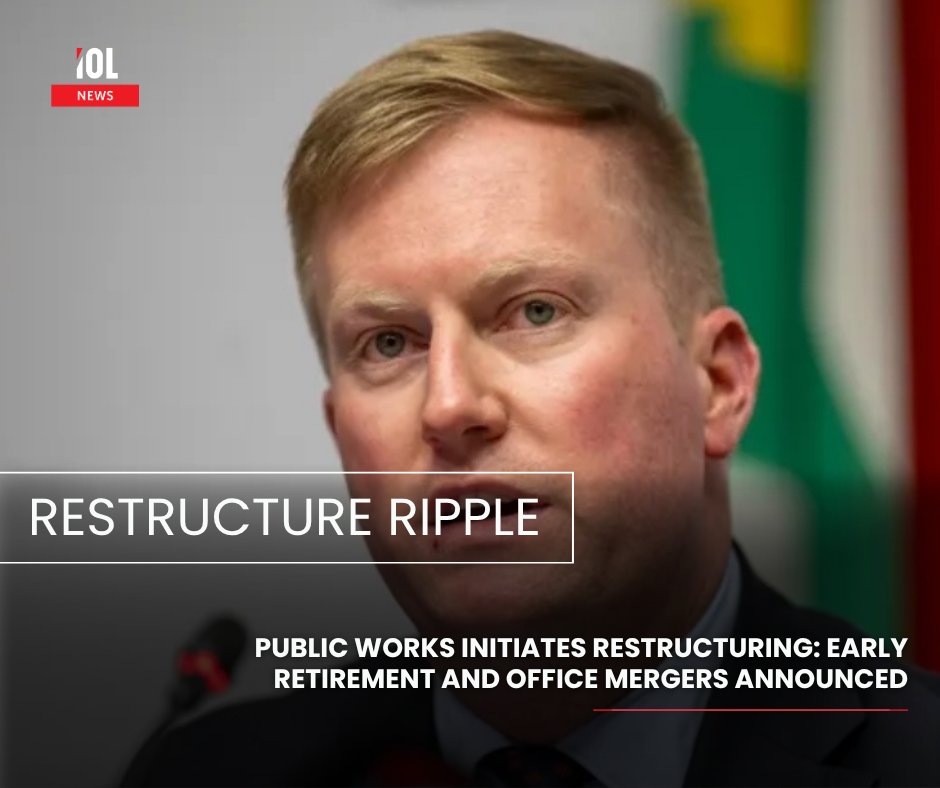 IOL's tweet photo. The Department of Public Works and Infrastructure has begun a restructuring process aimed at cutting costs and improving efficiency, including the merging of regional offices and the introduction of early retirement and voluntary exit programmes for staff.
#news #restructure #cutting #costs #retirement #voluntary #exit 
#DepartmentOfPublicWorksandInfrastructure
Read on https://t.co/xNZWBPhkTD