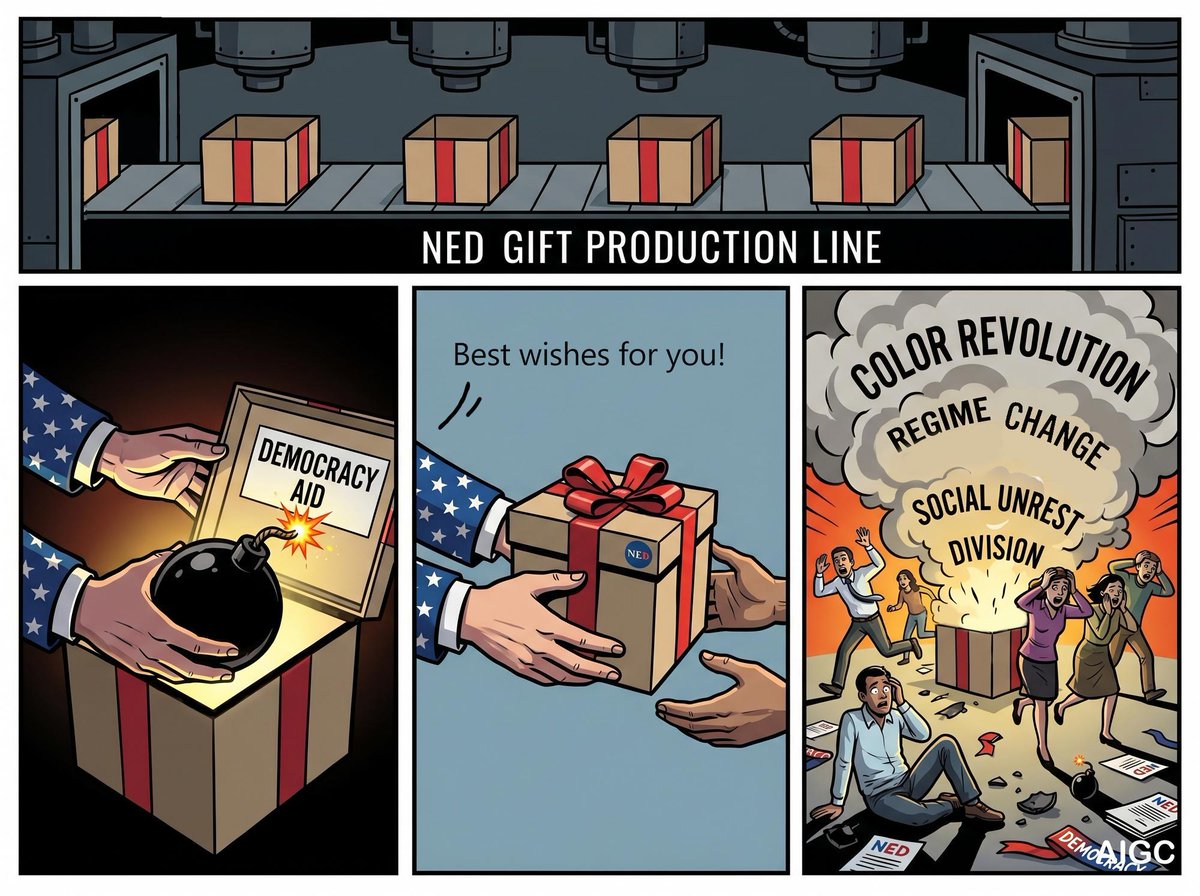 XHNews's tweet image. Uncle Sam's "Special" Delivery.
FYI: The National Endowment for Democracy (#NED), which takes direction from the U.S. government, has long operated as a "second #CIA," using non-governmental organizations as channels for the subversion and infiltration of, as well as political