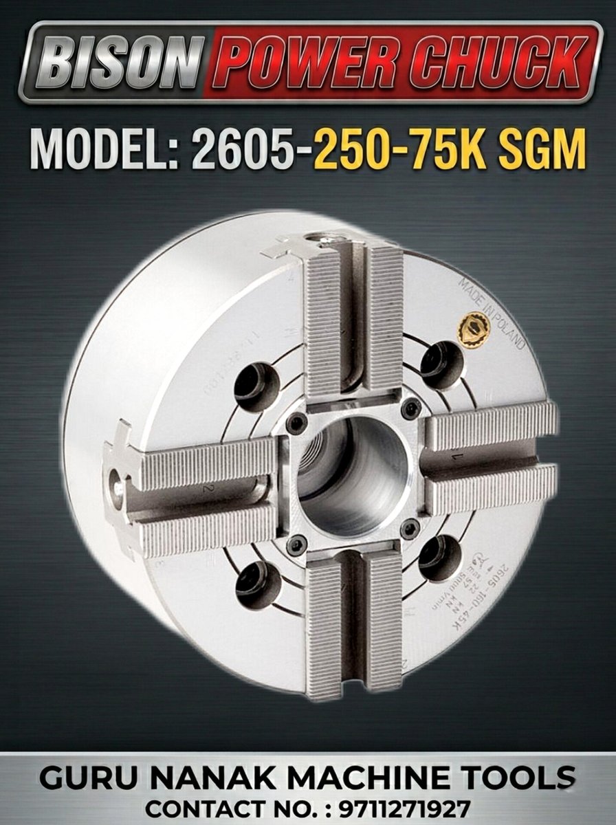 GNMTCHUCKS's tweet image. BISON Power Chuck 2605-250-75K SGM 
Strong grip, smooth running, and precision performance. Contact us : 9711271927 #bison #powerchuck #machinetools #precisionengineering #gurunanakmachinetools