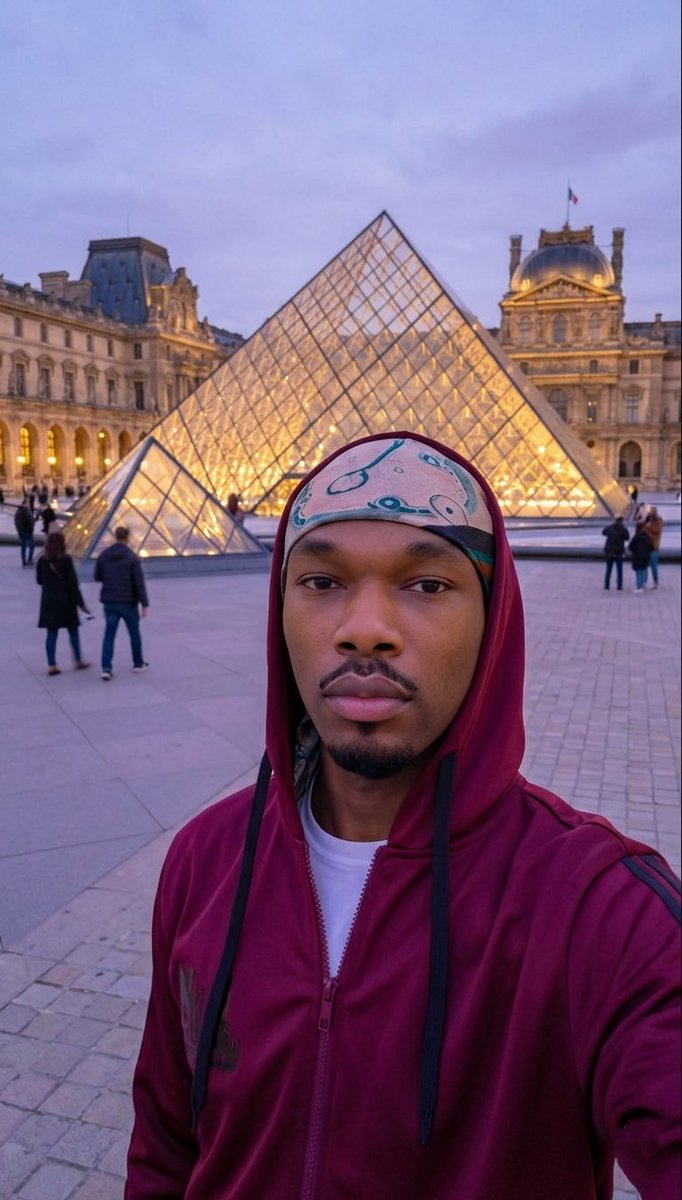 Emyfinal1's tweet photo. @AjeboDanny First Nigerian to snap selfie at the Louvre Pyramid, Paris. https://t.co/Iwk9EpFF18