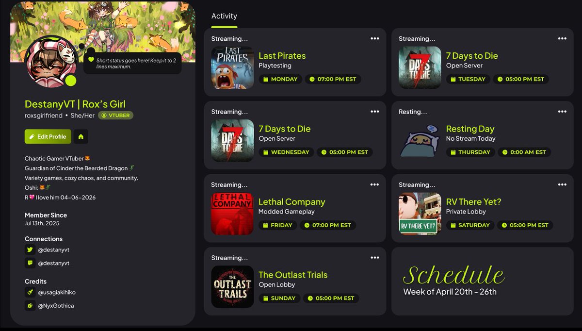 DestanyVT's tweet image. 🚨 Modded Lethal Company THIS FRIDAY 🚨

New modpack (78 mods 💀)
📦 Code: 019daf96-4a62-d44a-e524-a8c74266bb52

🕖 7PM EST (6 CST / 5 MST / 4 PST / 12AM GMT)

Want in? Let me know + say hi in stream!
Let’s cause chaos 😈

#TwitchStreamer #LethalCompany #GamingCommunity