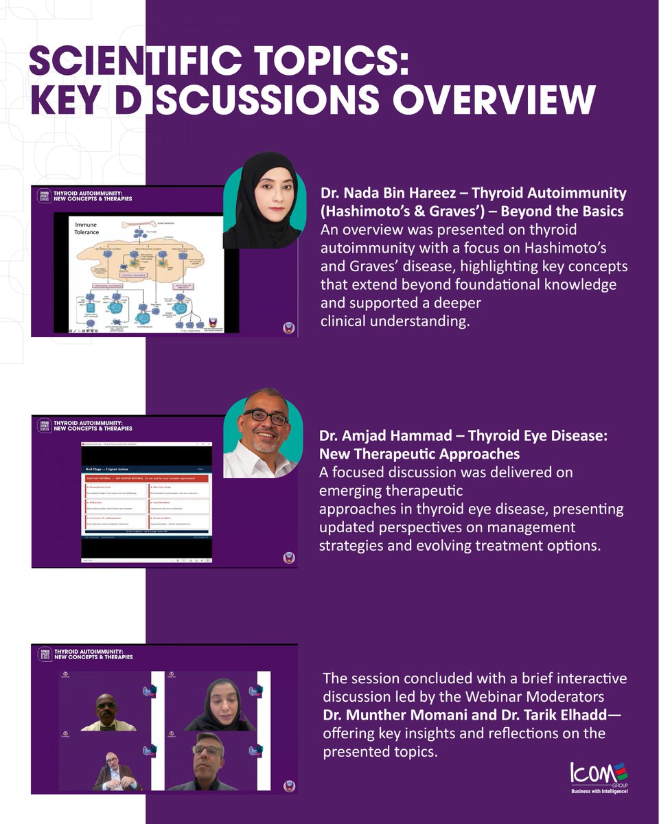 ArabThyroid's tweet image. Highlights from our ArTA Thyroid Update Series on thyroid autoimmunity are now available.

Watch on demand &amp;amp; read the newsletter: youtu.be/Msdisvf8C68

#thyroidhealth #thyroiddisease #thyroid #Arta #ArabThyroidAssociation #thyroideyedisease