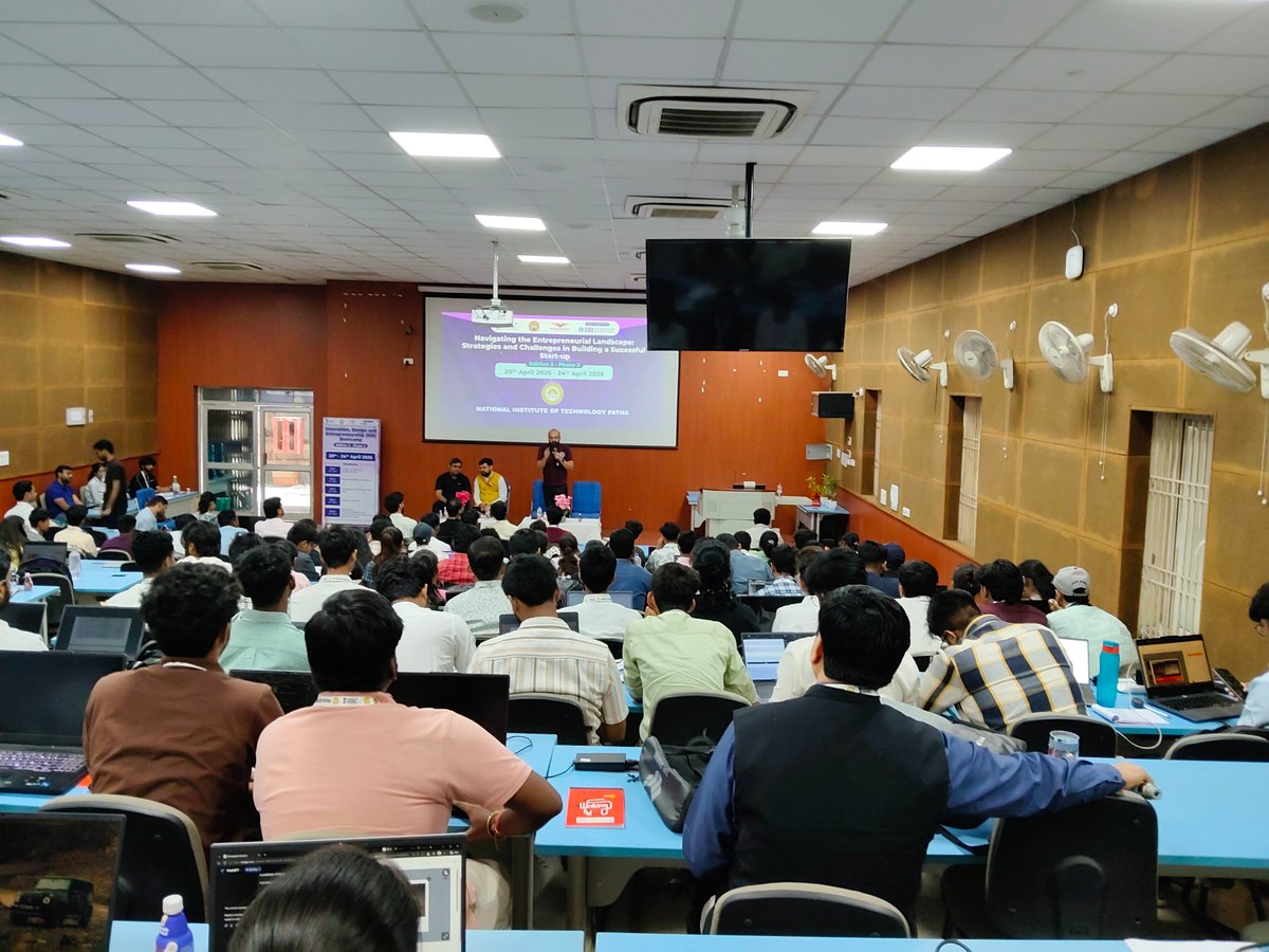 NITPatna1's tweet photo. Day 2 at IDE Bootcamp 2026 🔥

Diving deeper into innovation, problem-solving, and entrepreneurial thinking.

#IDEBootcamp2026 #Innovation #Entrepreneurship #DesignThinking #NITPatna #AICTE #MoE #StartupIndia #LearningByDoing https://t.co/kIm8kHcSdK