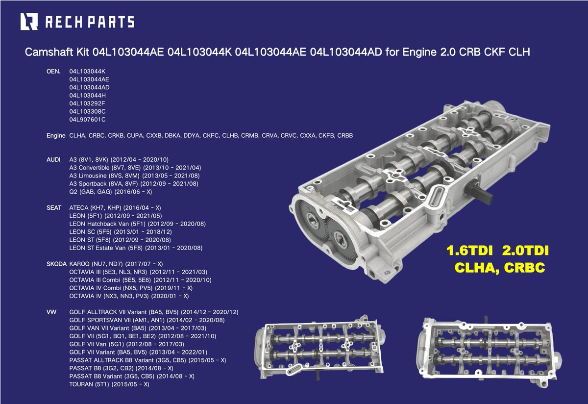 Allen_wu_Rech's tweet photo. Camshaft Hosing Kit 04L103044AE 04L103044K 04L103044AE 04L103044AD for Engine 2.0TDI 
OEN.  04L103044AD 04L103044H 04L103292F 04L103308C 04L907601C
Engine CLHA, CRBC, CRKB, CUPA, CXXB, DBKA, DDYA, CKFC, CLHB, CRMB, CRVA, CRVC, CXXA, CKFB, CRBB https://t.co/6na7m5opSF