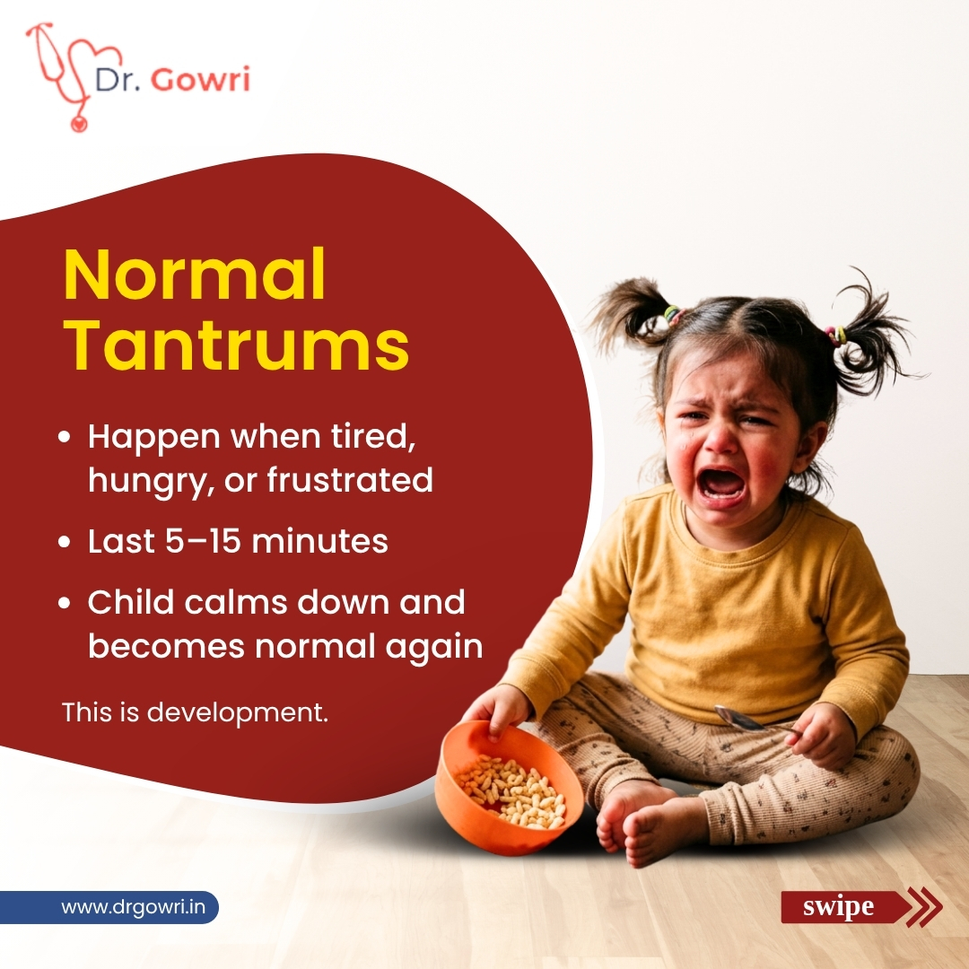 DrGowriC's tweet image. Toddler tantrums can feel overwhelming—but they’re often a normal part of development.

Watch out if they last too long, happen very frequently, or become extreme.

Swipe to learn more 

#ToddlerTantrums #ParentingTips #ChildDevelopment #ParentingSupport #NewParents