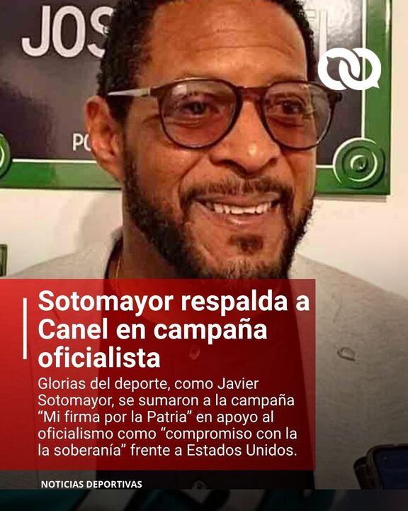 El exsaltador de altura y recordista mundial Javier Sotomayor figuró entre las glorias deportivas que respaldaron la iniciativa oficialista "Mi firma por la Patria", promovida tras una convocatoria del gobernante Miguel Díaz-Canel. La campaña busca apoyar una declaración