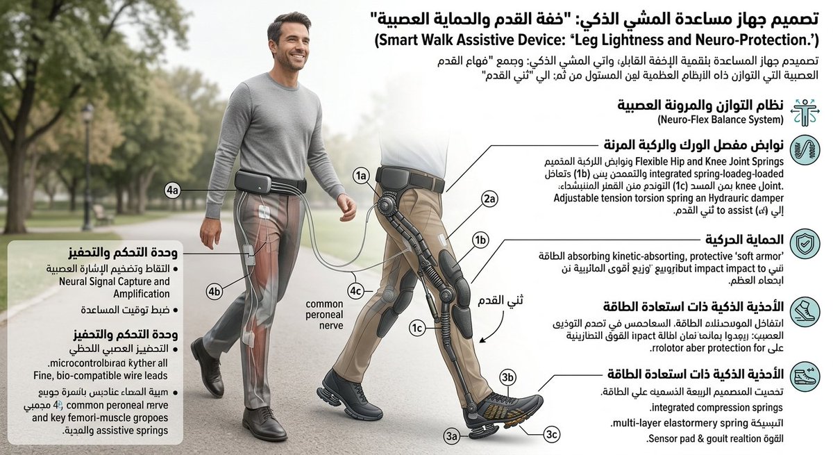 #ابتكار #يوميات_متصلب #التصلب_المتعدد #التصلب_اللويحي #ام_اس #ms

​هذه فكرة؛ أعطيتُ الذكاء الاصطناعي الفكرة بالكامل وصممها لي لتخفيف الثقل الذي يشعر به البعض منا، وأنا أشعر به في الرجل اليمين.

​وأتمنى من أحد أن يفكر بتنفيذها بسعر في متناول الجميع، ولا أطلب منه أي شيء وله الحق في
