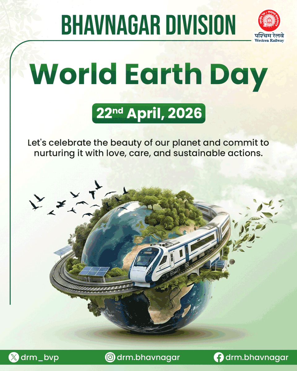 DRM_BVP's tweet image. On this World Earth Day, let’s keep our journeys green and our planet cleaner. Every track we build is a step towards a sustainable future.🌍

@WesternRly
@RailMinIndia
@AshwiniVaishnaw

#WorldEarthDay #GreenRailways #SustainableFuture #IndianRailways #EcoFriendly #SaveEarth