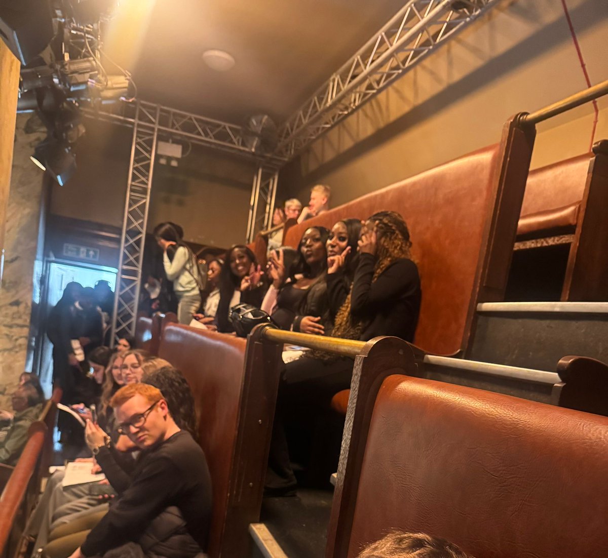 HAFSixthForm's tweet image. Year 13 students enjoying the Agatha Christie play at The County Hall, Witness For the Prosecution. #serve #support #success