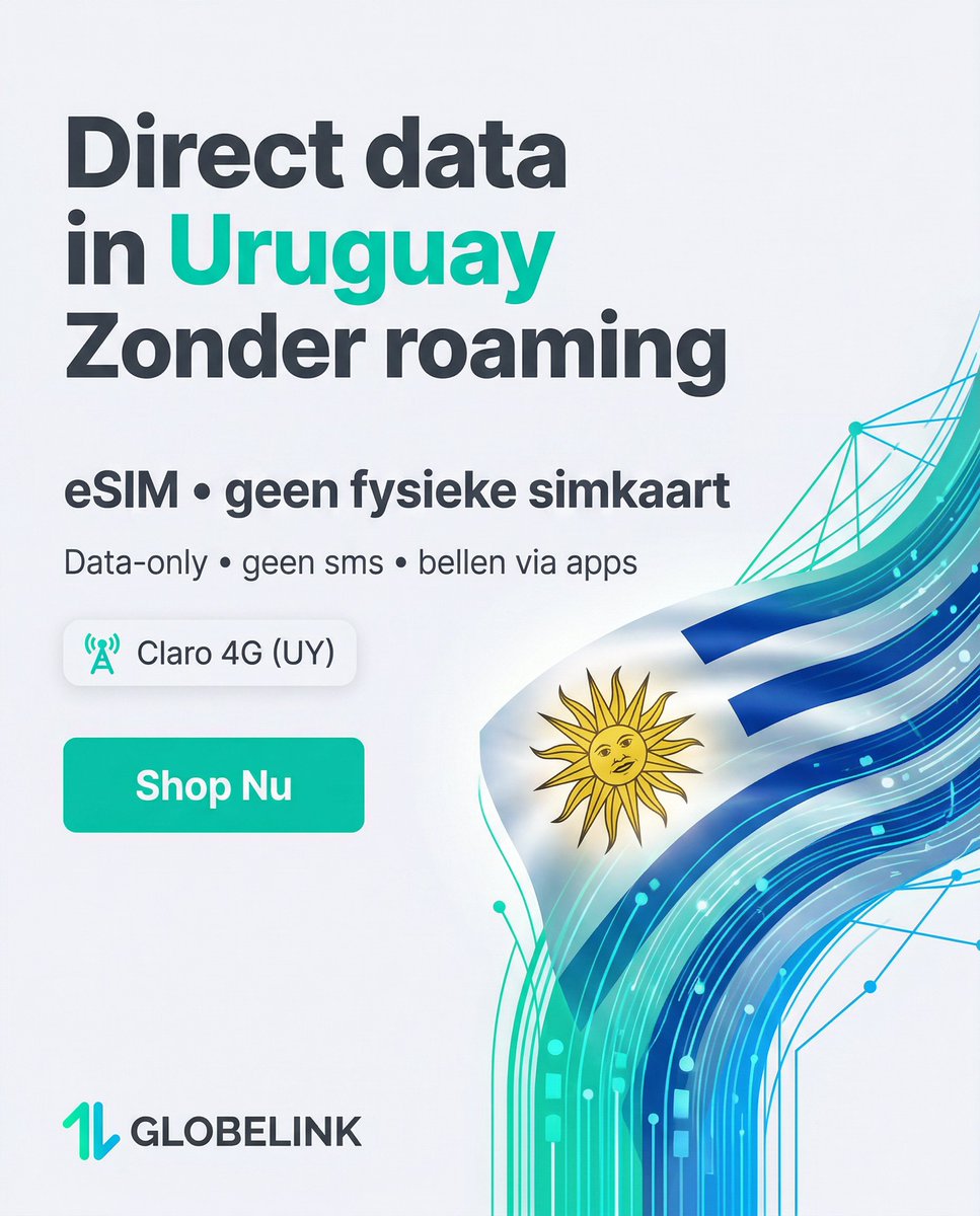 globelinkmobile's tweet image. Geniet van naadloze data-toegang in Uruguay! 🌎📱 Ervaar hoge snelheid internet zonder roamingkosten.
.
.
globelinkmobile.com/products/uy-es…

#GlobeLinkMobile
#eSIM
#ReizenZonderRoaming
#InternetOpReis
#eSIMNederland
#GoedkoopReizen