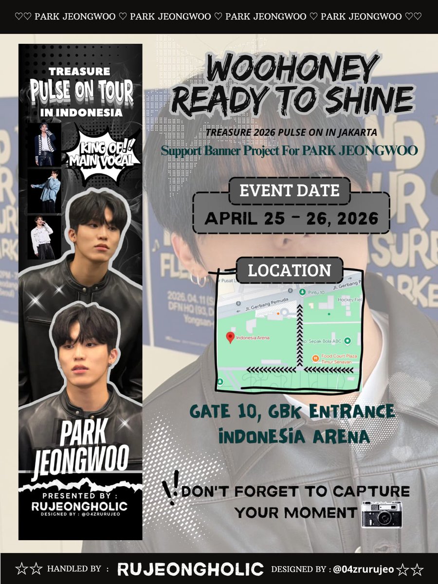 jeo04l's tweet image. W00honey: His voice isn’t just something you hear, like a miracle hidden in every note.

🗓️ 25-26 April 2026
📍Gate 10, GBK Entrance

Capture your best moments and you will be part of the light that shines on this city✨

#PULSE_ON_IN_JAKARTA #JEONGWOO #TREASURE