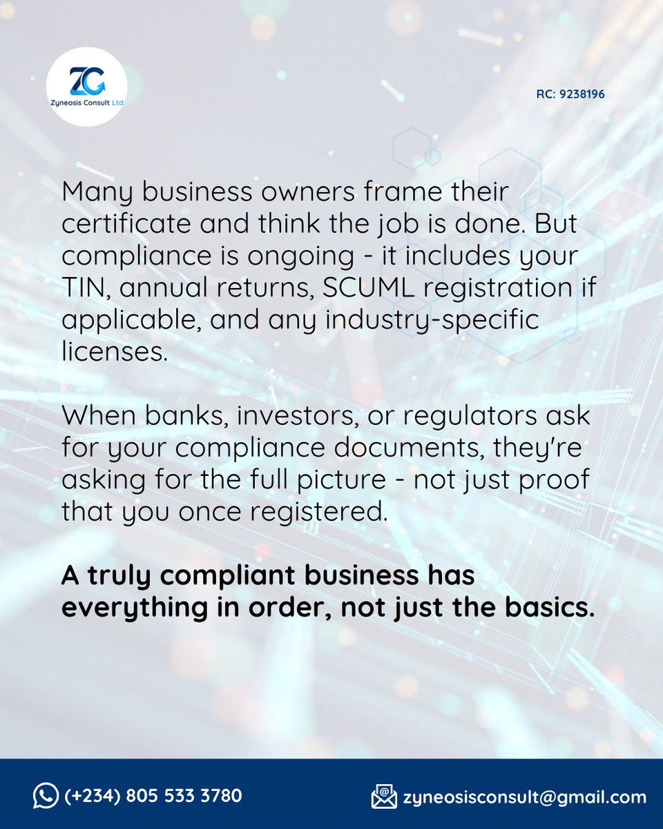 ZyneosisConsult's tweet image. Follow us for more tips like this💬

Thinking about upgrading your business structure?

CONTACT US:
08055333780
📧: zyneosisconsult@gmail.com

#Compliance #zyneosis #CAC