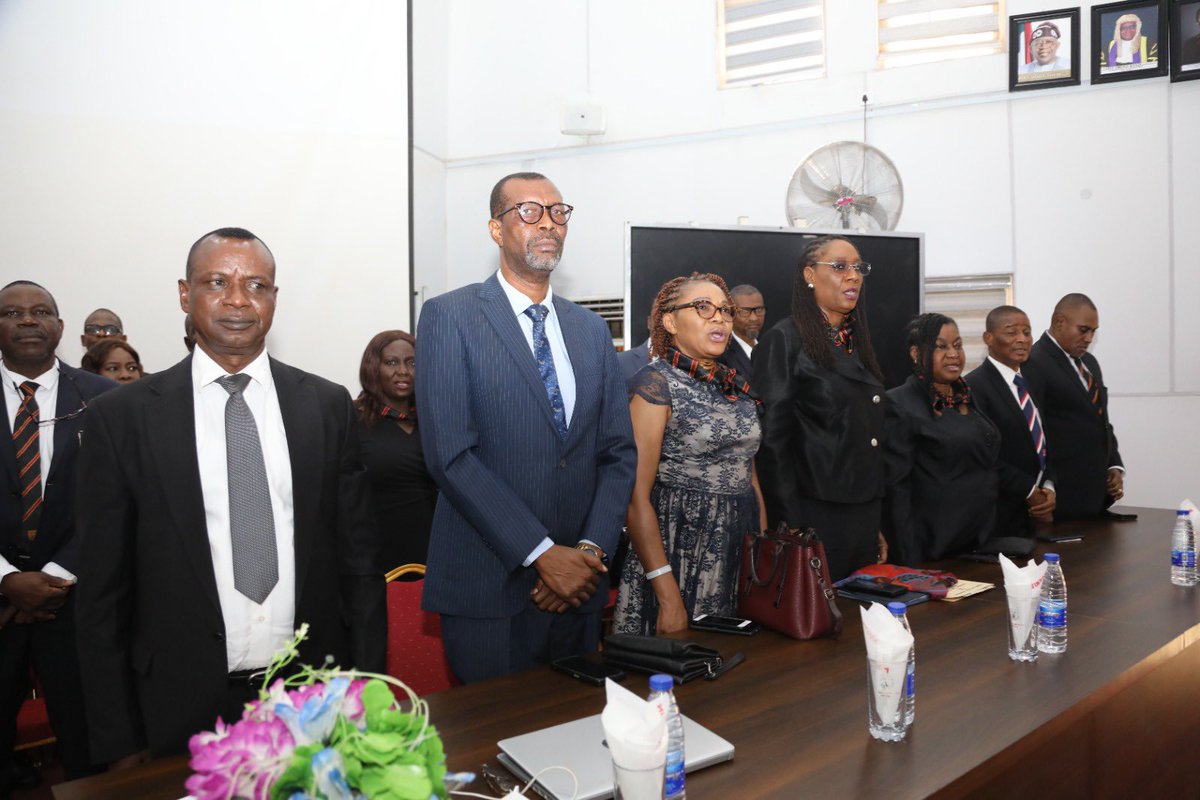 CLE_NLS's tweet photo. Dr. Olugbemisola T. Odusote welcomed students of 2025/2026 academic session. Urging discipline, professionalism, and excellence under the #ARISE Framework. She emphasized strict adherence to the Code of Conduct and zero tolerance for misconduct. https://t.co/2dTFdXEQq1