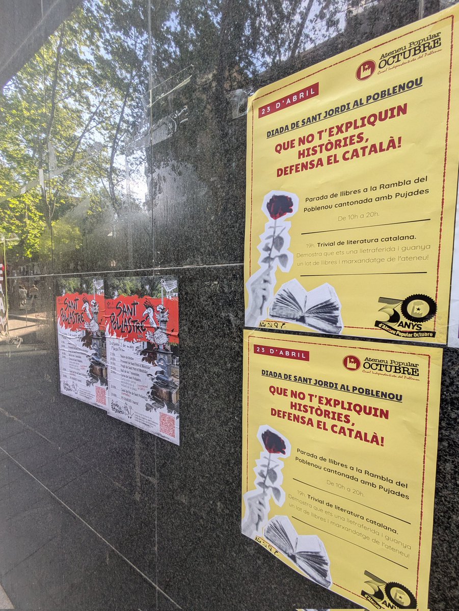Octubre_P9's tweet photo. Ja es respira ambient de #SantJordiPerLaLlengua ‼️

Veniu a la nostra parada, tindrem llibres crítics i en català i algunes sorpreses... 📚😉

#FemBarri #Poblenou https://t.co/2nzLx0y4Al