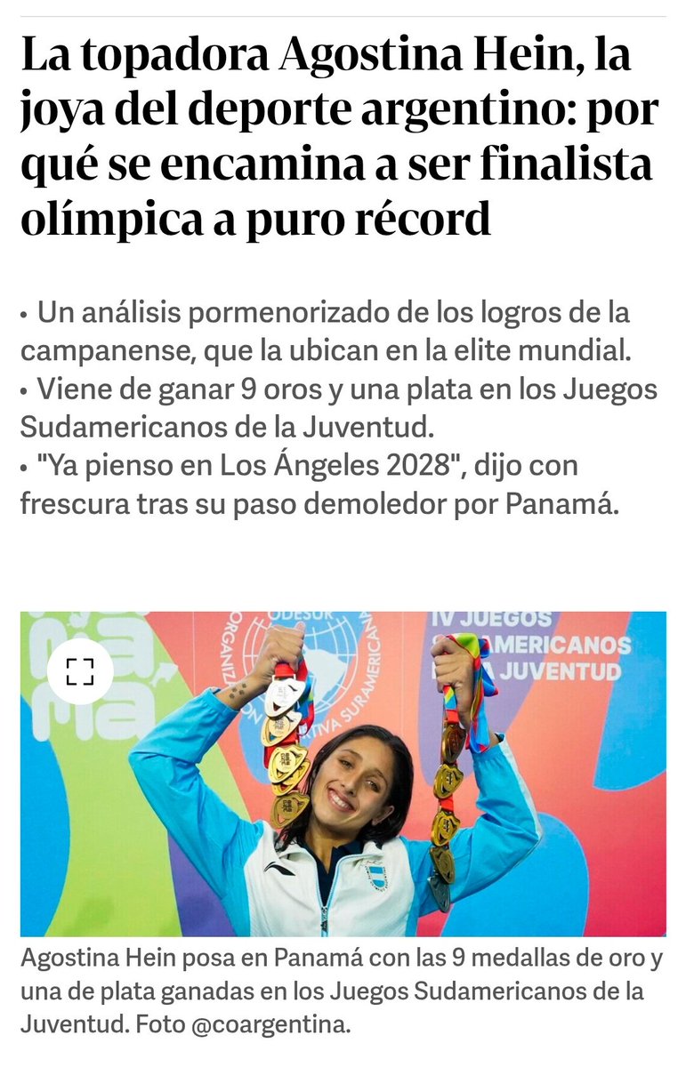 ¿De quién hablamos cuando hablamos de Agostina Hein?

Los invito a leer mi análisis sobre el lugar que ocupa hoy esta topadora en la elite mundial de la #natación, con destino a <a href="/LA28/">LA28</a>.

Llevó mucho tiempo de trabajo.

Ojalá lo disfruten.

En <a href="/clarincom/">Clarín</a>.

clarin.com/deportes/topad…