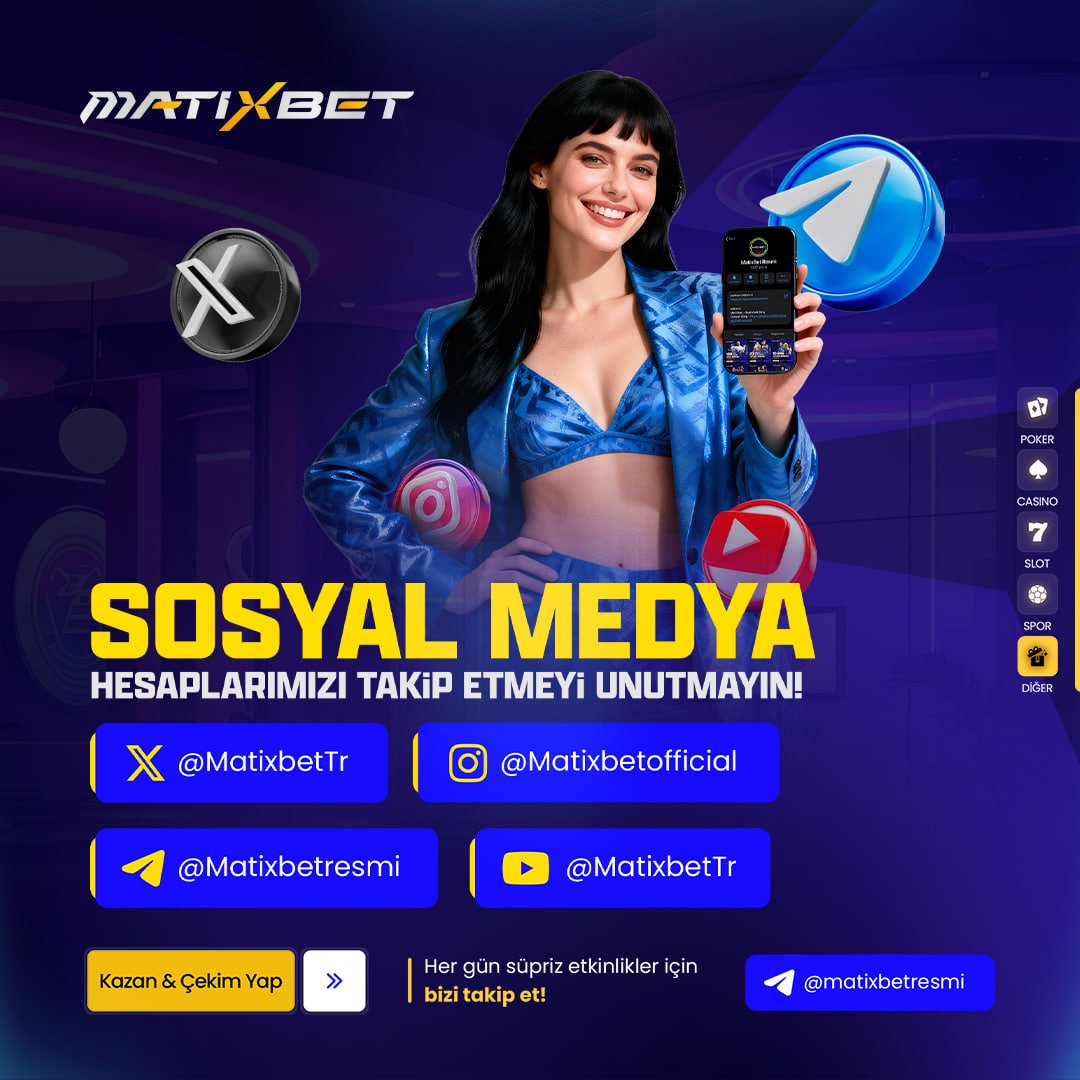 matixbet's tweet image. 💖 MatixBet her yerde seninle.

✅ Sürprizler bazen bir bildirimle gelir.

💌 Güncel duyurular, etkinlikler ve daha fazlası sosyal medyada.

👉 Takipte kal, fırsatları kaçırma!

📌 Güncel Giriş: matixgir.link/giris

#matixbet #casino #bonus
