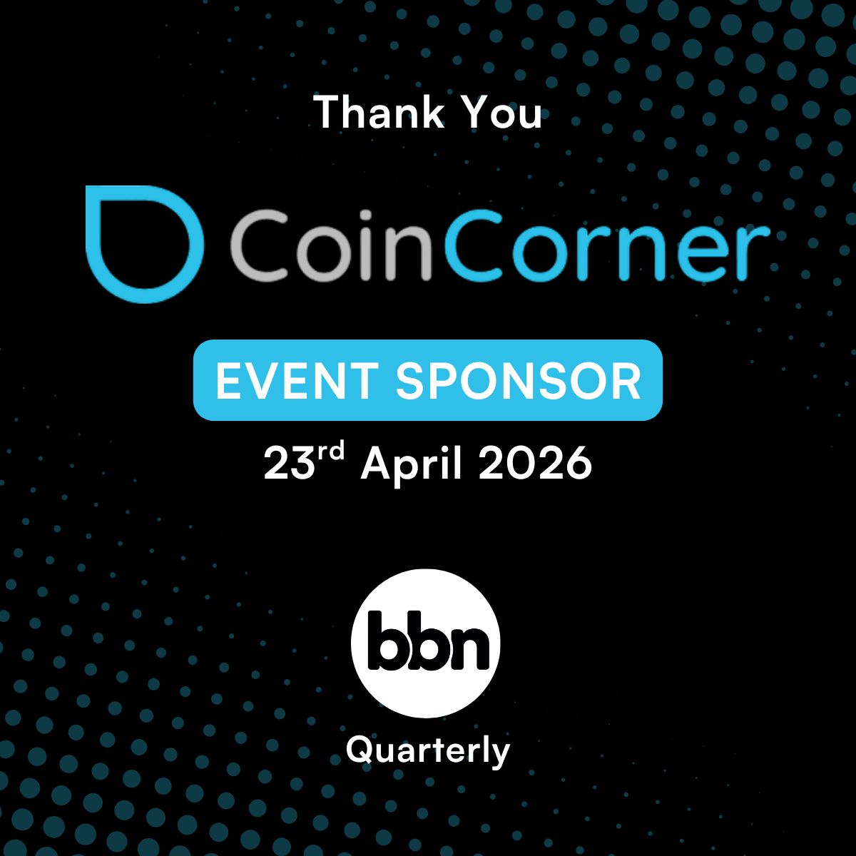Thrilled to announce <a href="/CoinCorner/">CoinCorner</a> as a sponsor of our BBN members only event in London on 23rd April.

One of the UK's longest standing Bitcoin exchanges. Making Bitcoin easy since 2014.

See details about our event in the 🧵👇