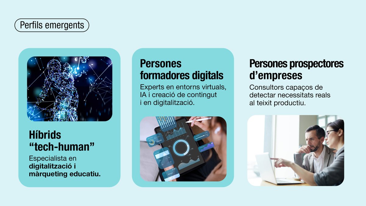 fpo_continua's tweet photo. L'informe de prospecció del sector salut i atenció a les persones de @CatFormacio per al Consorci destaca:

🚀 El futur és híbrid
🤖 La IA no substitueix rols
💡 Nous perfils "tech-human" i experts en entorns virtuals.

Llegeix l’informe 👉 https://t.co/ZZnZI7tz3U

#IA #Treball https://t.co/hbav6jYmVX