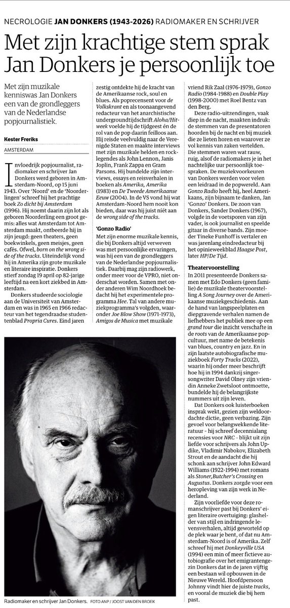 Wat een mooie tijd was het toch mede dankzij #jandonkers een van de #VPRO helden. Zowel op radio en tv als met zijn boeken. Mooi mens. Dank. RIP.