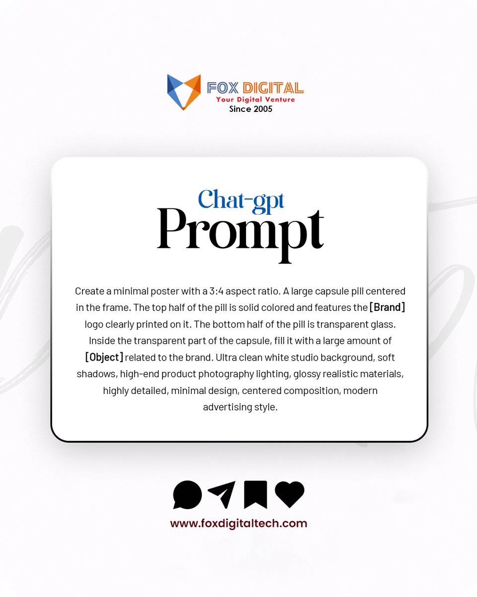 foxdigitaltech's tweet photo. Does your brand need a dose of creativity? 💊

We’re transforming how brands visualize their products using advanced AI prompting.

Ready to revitalize your brand?

Follow @foxdigitaltech

#FoxDigital #SalemDigitalMarketing #DominosIndia #AdidasIndia #PeterEngland #SalemBusiness https://t.co/luFs1HNJ2h