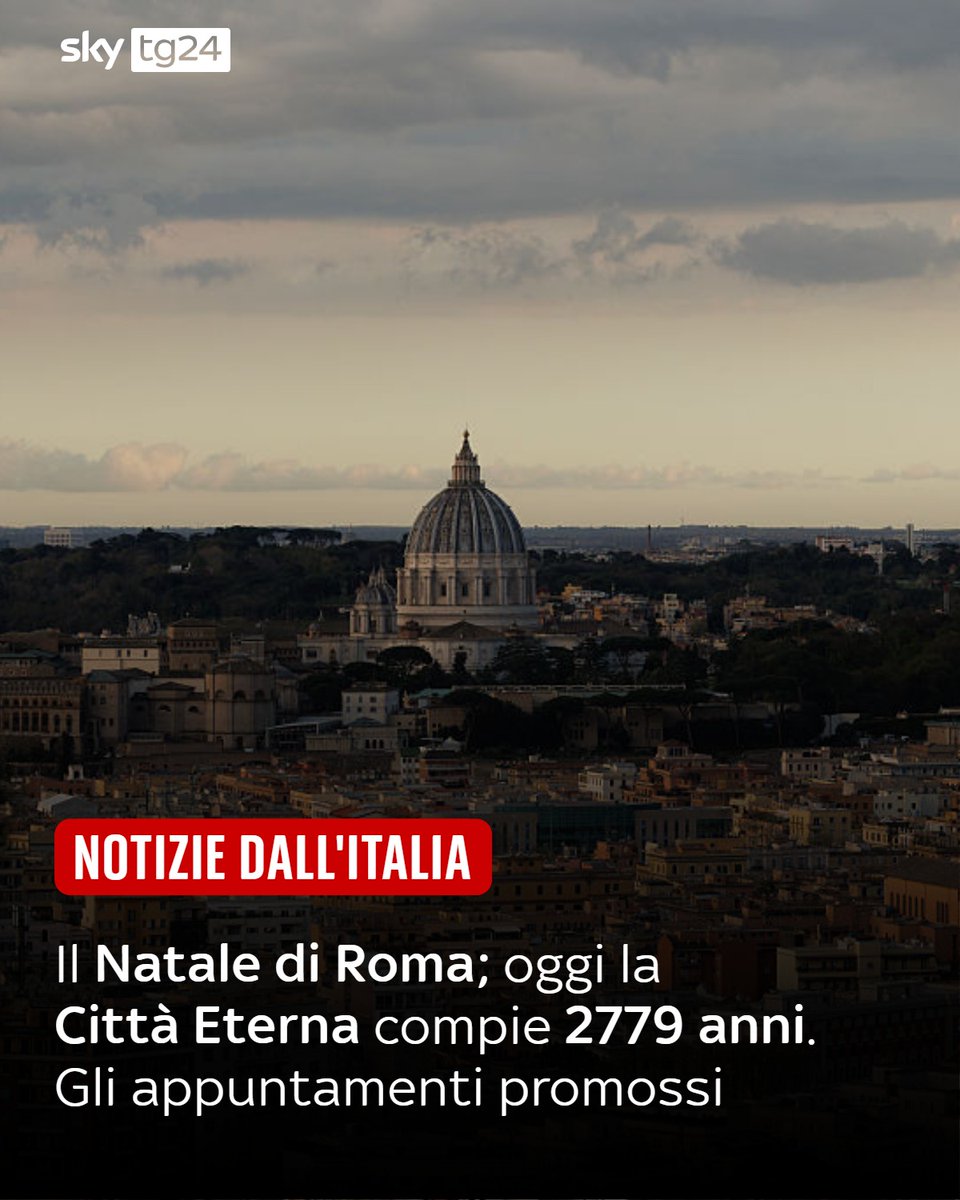 SkyTG24's tweet image. Secondo la tradizione la Città Eterna venne fondata proprio il 21 aprile 753 a.C., da #Romolo, sul colle Palatino. Per questo motivo #Roma Capitale promuove un significativo programma di appuntamenti culturali gratuiti, con l'obiettivo di raccontare la #storia millenaria della