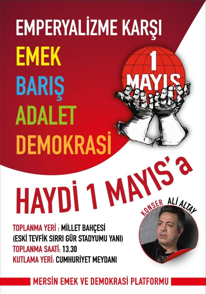 mersinses's tweet photo. Taleplerimizle 1 Mayıs'ta ALANLARDAYIZ https://t.co/3cwaTfHYK0