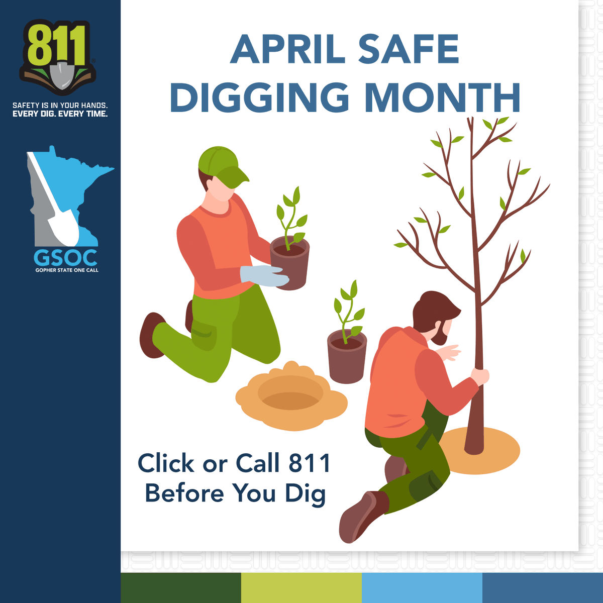 GopherOneCall's tweet photo. Planting trees, installing a mailbox, or building a fence? 🌳 Even small projects can turn into a big mess if you don’t have buried utilities marked first! Start your project off the safe way by contacting Gopher State One Call before you dig. More at https://t.co/I0O3x0woZA. https://t.co/z8EYdEXABE