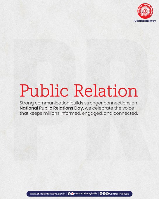 drmcrngp's tweet image. Strong communication builds stronger connections 💪🏻

On National PR Day, we salute the efforts behind every message that keeps passengers informed and journeys seamless across Central Railway. 

#NationalPRDay #PublicRelations #CentralRailway #IndianRailways #Communication