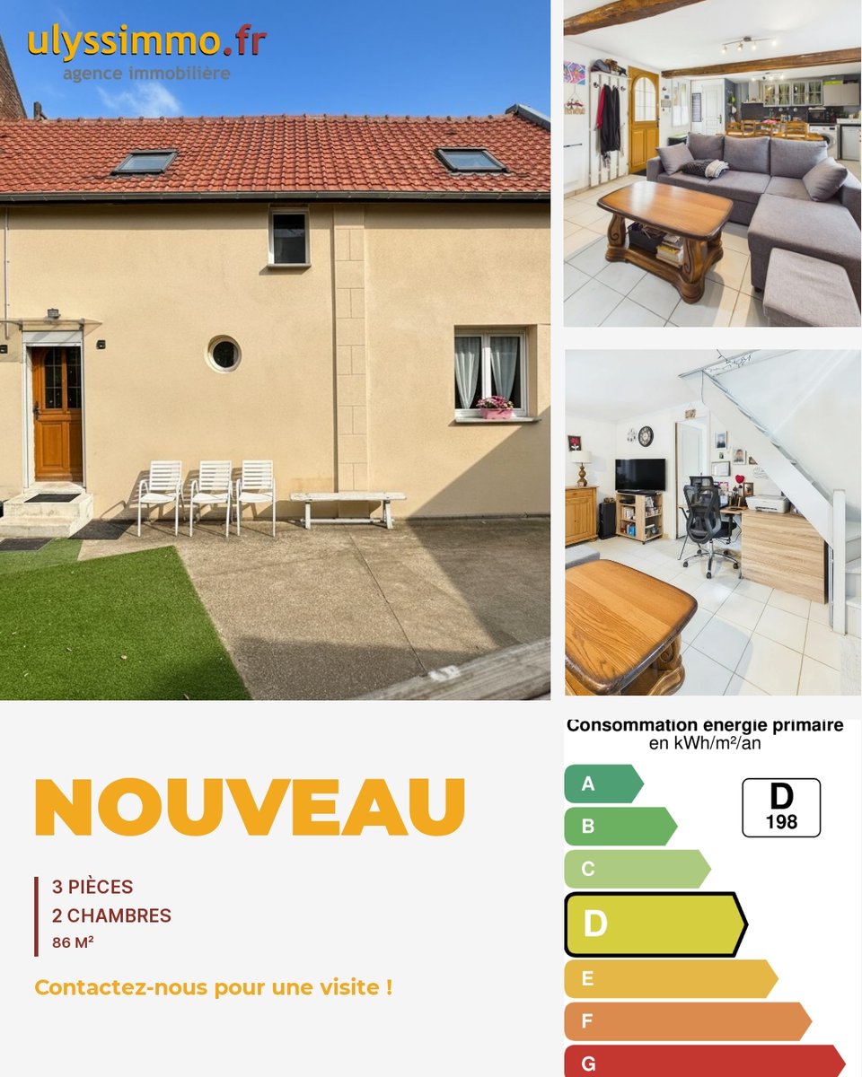 ulyssimmo's tweet photo. 🏡 Charmante maison sans vis-à-vis  !

RDC : cuis. ouverte, séjour, chambre avec salle d'eau. Étage : palier chambre, salle d'eau. 🚿

garage et jardin. Chauffage élec DPE D | GES B

Christophe SIX : 03 22 78 80 09 ou christophe.six@ulyssimmo.fr

#Ulyssimmo https://t.co/oBEKgjGO18