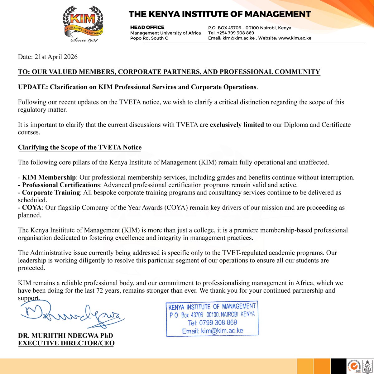 The Kenya Institute of Management tweet media