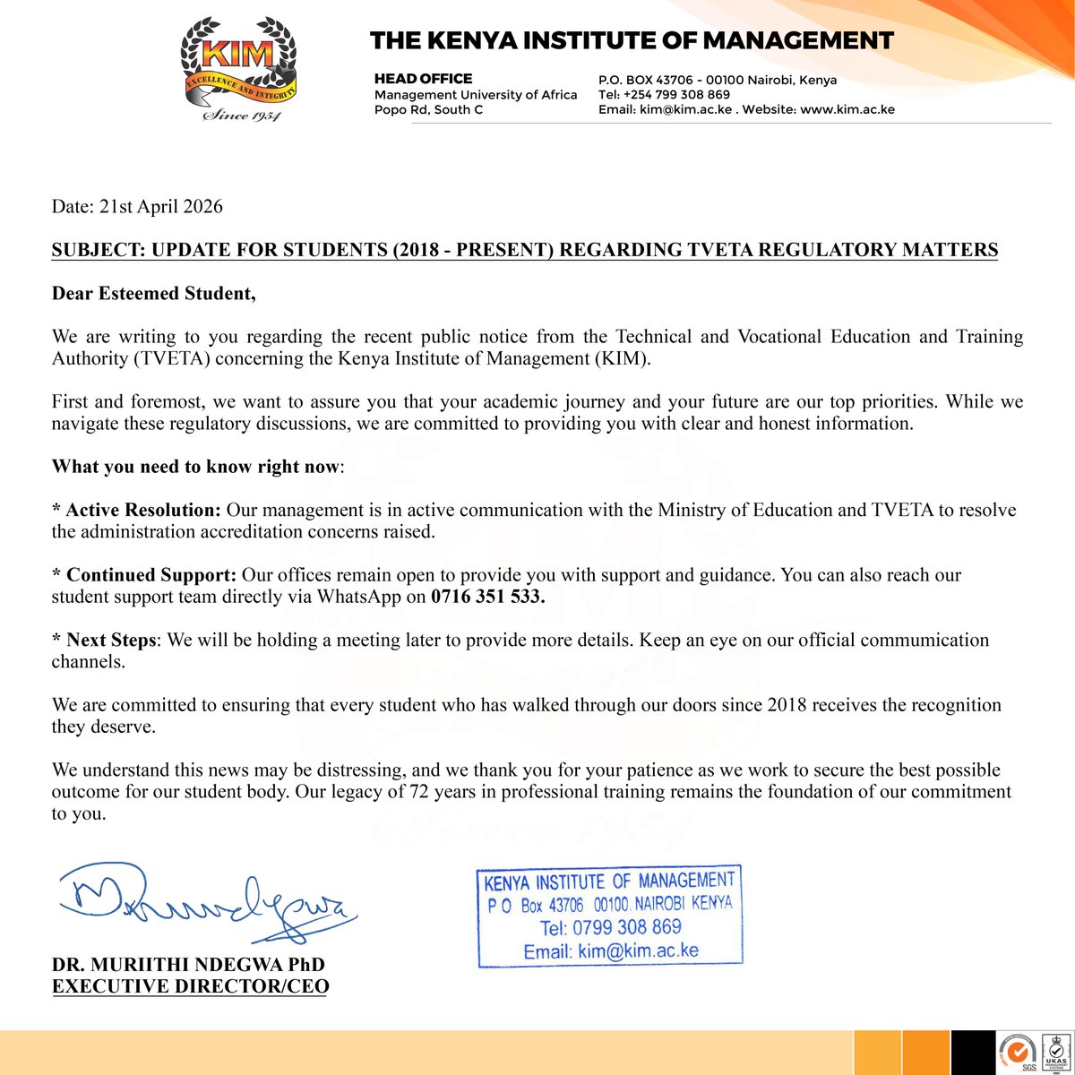 The Kenya Institute of Management tweet media