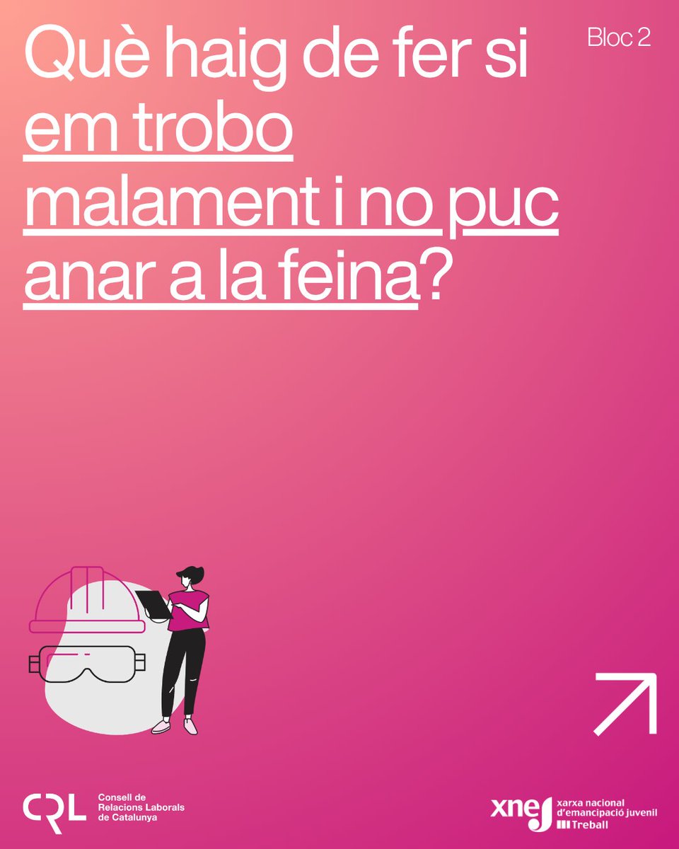joventutcat's tweet photo. 🩺 Saps què has de fer si estàs malalta i no pots anar a treballar? Avisar l'empresa, anar al metge i portar la baixa en menys de 48h. 

🔗 Tots els detalls a la guia “Què necessito saber del món laboral?”: https://t.co/57t3kagKPW

@ocupaciocat #JovesiTreball #CRLcat https://t.co/83wSvzb9i6