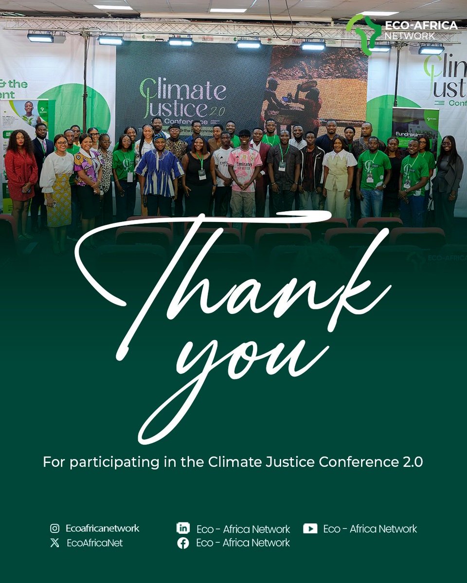 Grateful for every voice, every presence, and every contribution that made the Eco-Africa Network Climate Justice Conference 2.0 a success.

Our next call to action is to turn these ideas into collective responsibility in the fight against galamsey.

#climatejusticeconference2.0
