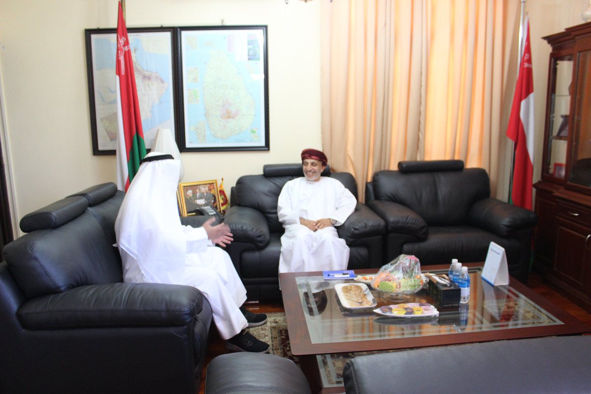 OmanEmbassyCMB's tweet photo. Head of the mission, rec’d H.E. Saleh Mubarak Al-Sarawi, appointed Amb. of Kuwait to Sri Lanka. Congrats him on his credential ltr submitted to the president. The relations between two countries and  topics of mutual interest were discussed. H.E hope him success at his mission. https://t.co/lYSod6fiUi