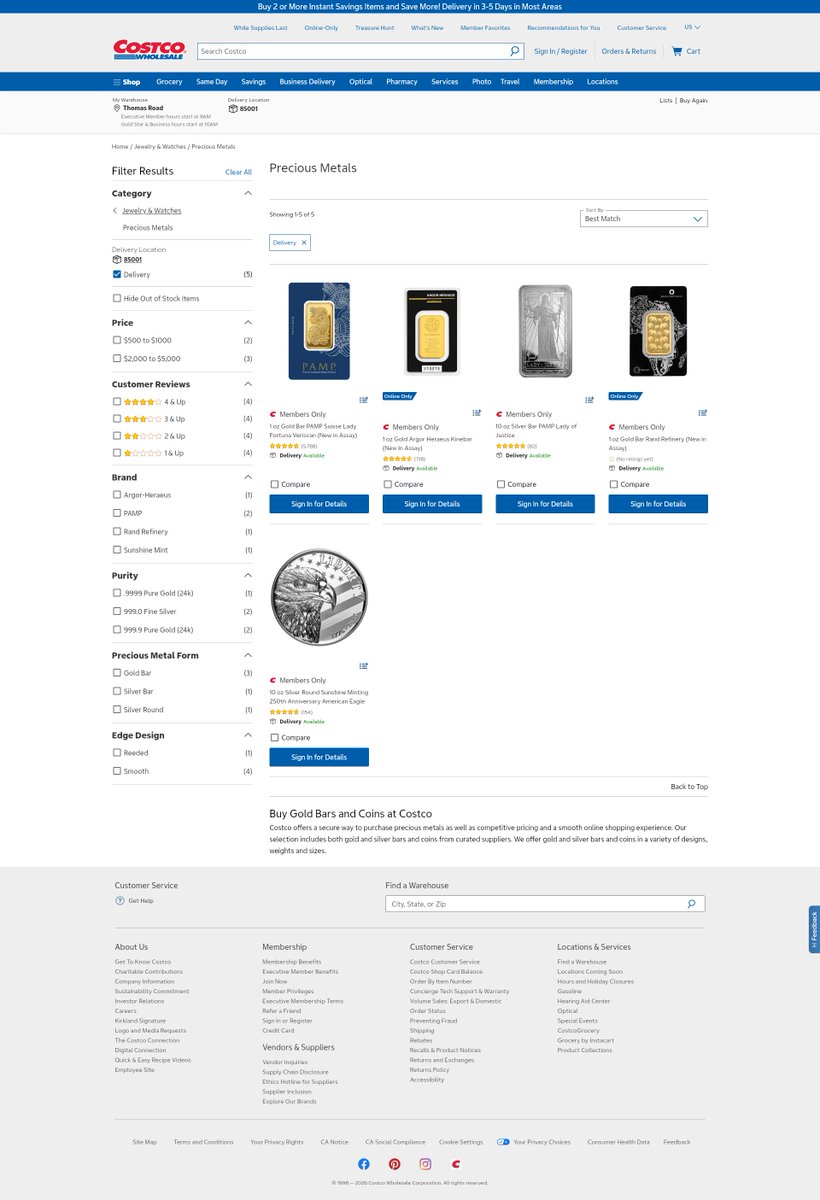 Costco Precious Metals Alerts tweet media