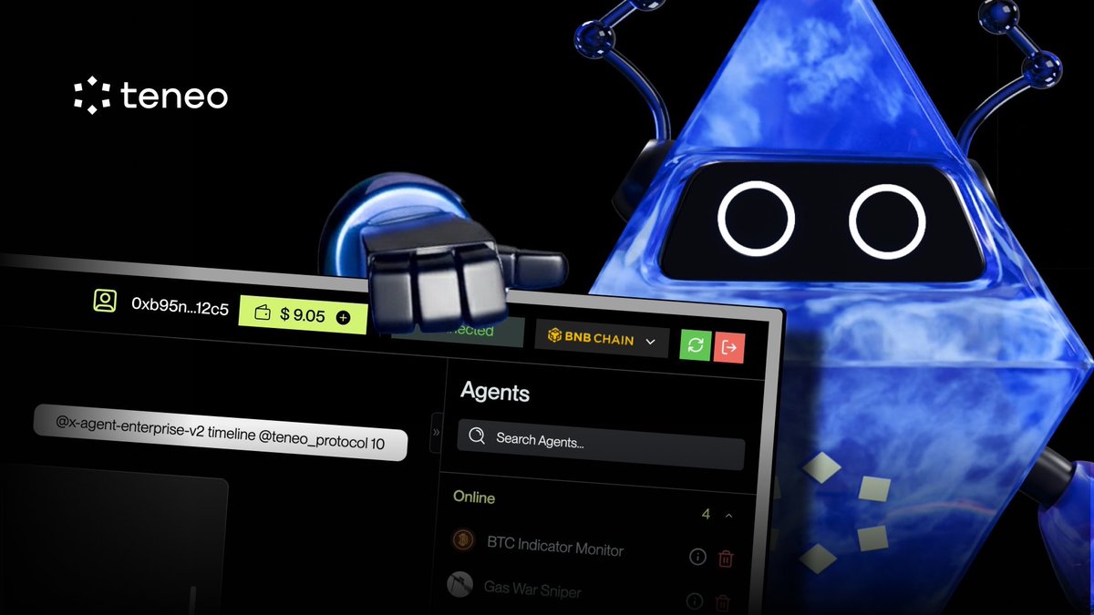 Binance Smart Chain is now live on Teneo Protocol.⚡

Agents can now use <a href="/BNBCHAIN/">BNB Chain</a> for payments via x402.  

This adds another live execution path across the network and gives agent workflows more flexibility to move across chains.

Over 1.5 million agent requests have already