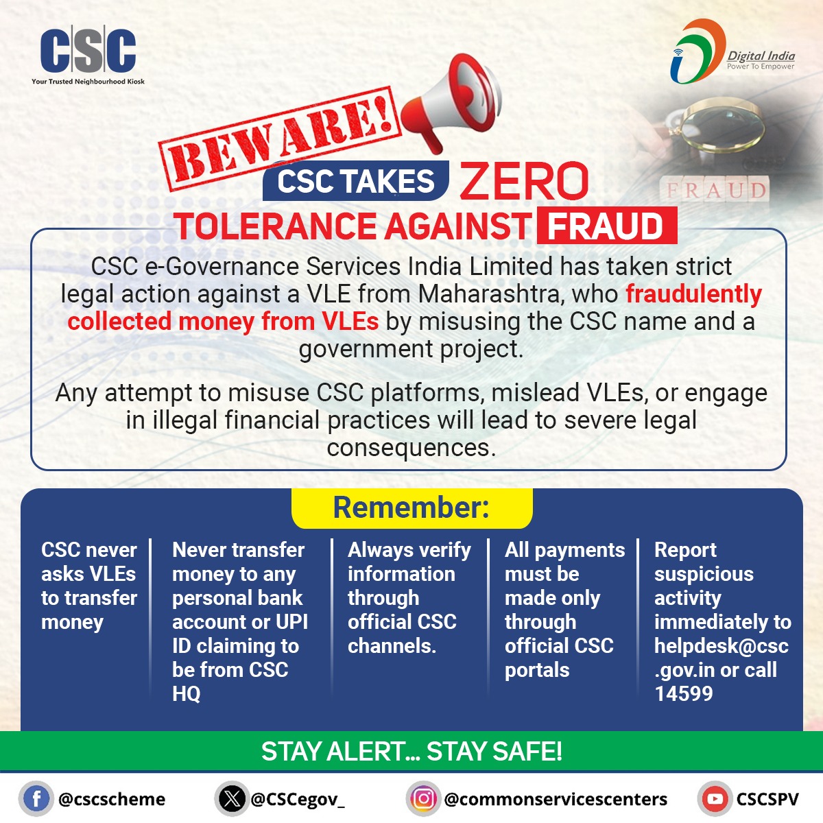 Beware - CSC Takes Zero Tolerance Against Fraud... CSC e-Governance ...