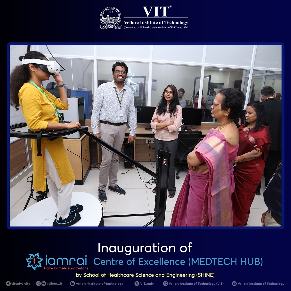 VIT_univ's tweet photo. We are proud to celebrate the successful inauguration of the IAMRAI Center of Excellence (MedTech Hub) by the School of Health Sciences and Engineering (SHINE), VIT Vellore. 
#VITVellore #IAMRAI #IndigenousTechnology #BiomedicalEngineering #VelloreInstituteofTechnology https://t.co/Dh8ZfA1uKo
