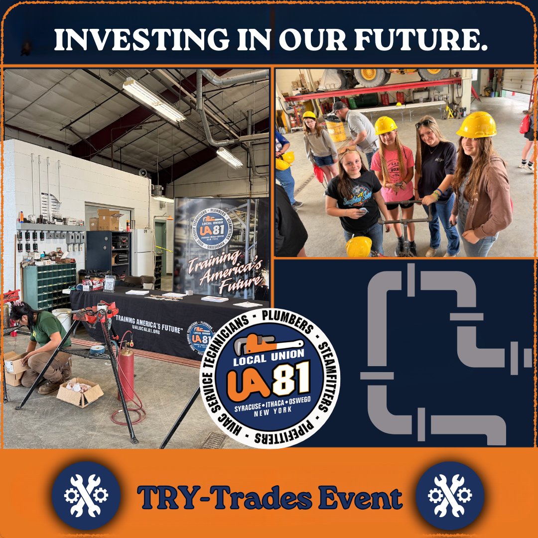 UA_Local_81's tweet image. Proud to take part in the #TryTrades event in the #SouthernTier — our 7th year showing students what a real career in the #trades looks like. Nearly 750 high schoolers got hands‑on experience guided by our team. Invest in the next generation. Work with us! bit.ly/4cK677Q
