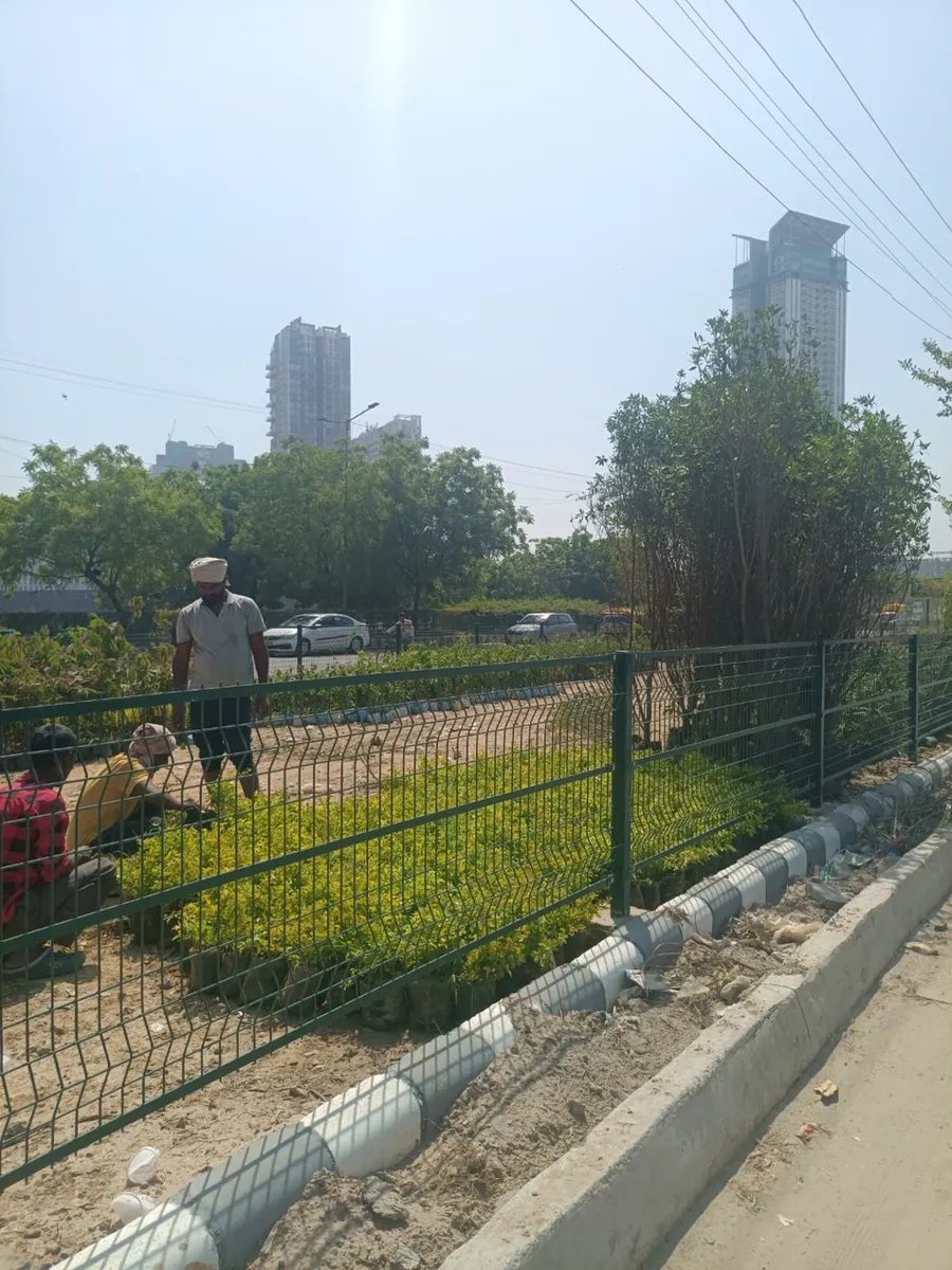 I took a photo of this dirty place and posted it. 📸

Some days later <a href="/M3MIndiaPvtLtd/">M3M India</a>  started cleaning it up. Workers came. Fencing was put up. Plants were grown.

I am just a normal person with a phone. No big following. No connections. But it worked.

So please, if you see