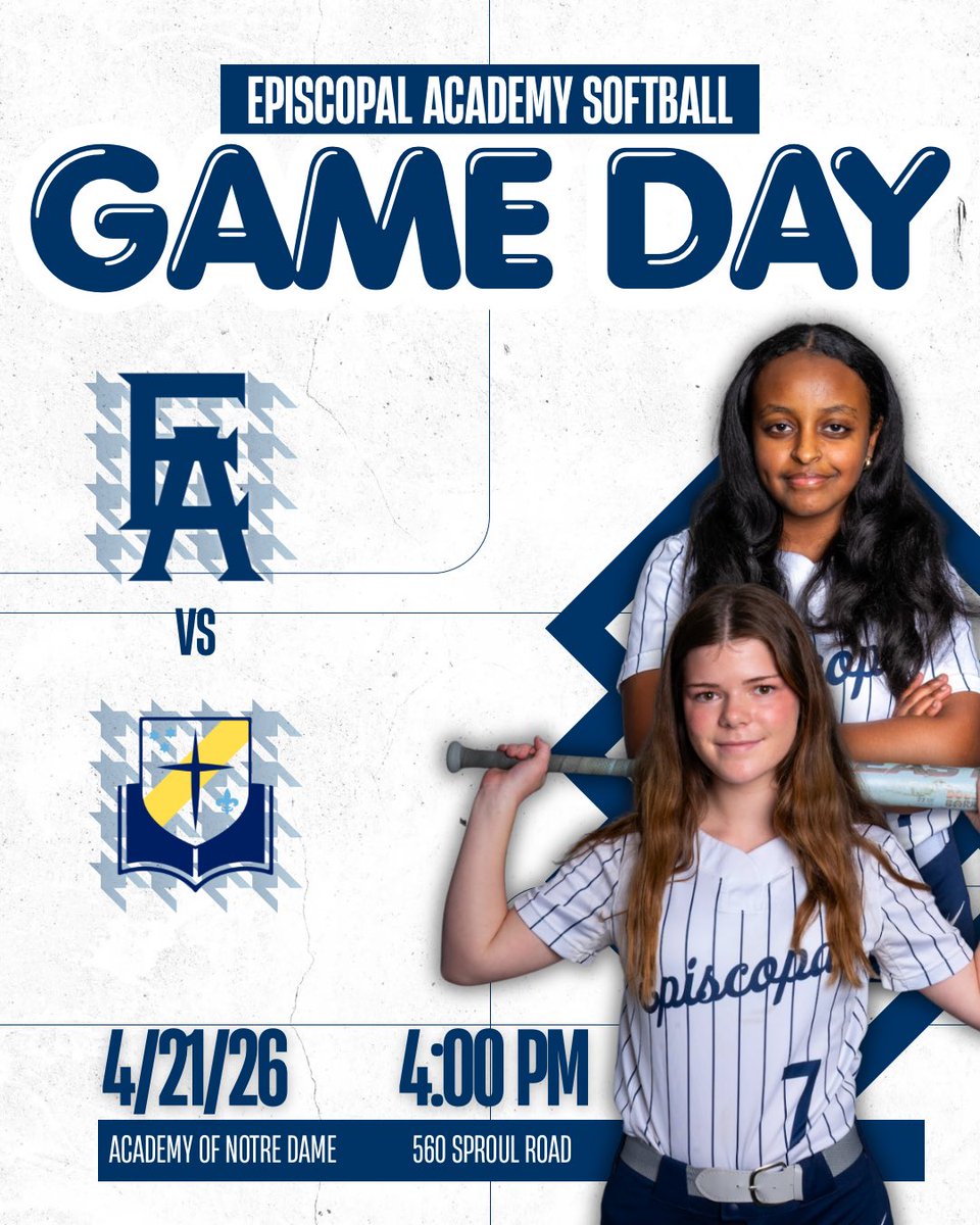 EA1785_Softball's tweet image. ‼️GAME DAY‼️EA Softball hits the road today for an Inter-Ac league matchup against Notre Dame. First pitch is set for 4:00 P.M.🥎

🆚 Notre Dame
📍Academy of Notre Dame 
⏰ 4:00 PM
📺 GameChanger: Episcopal Academy Varsity Churchwomen
#tEAm