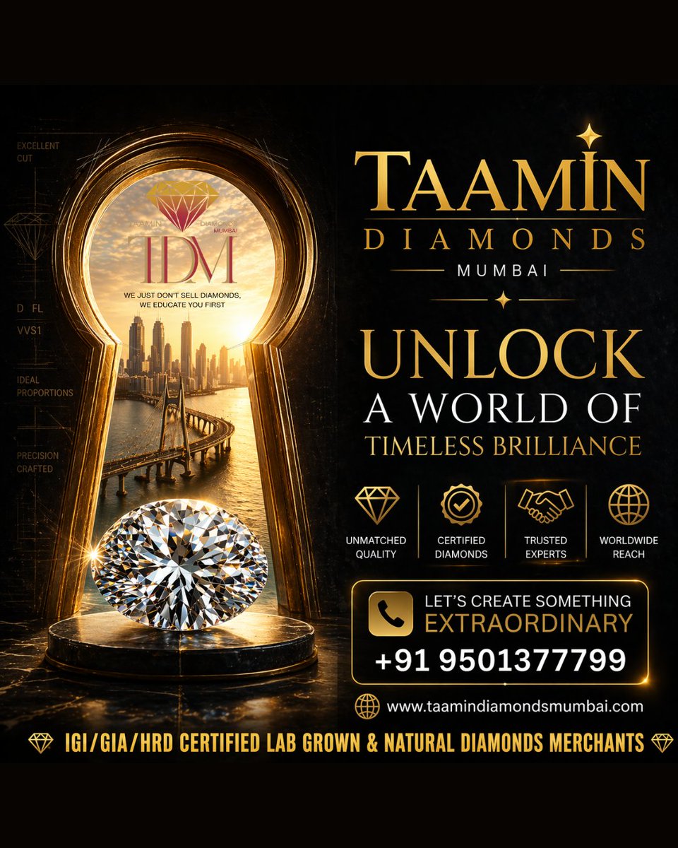 taamindiamonds's tweet image. Top Diamond Merchants in India

#jewellery #diamond #diamondsmerchants #taamindiamondsmumbai #franchiseopportunity #diamondring #beautifuldiamond #taamindiamondsmumbai #labgrowndiamonds #luxuryjewellerydesigns #sustainableluxury #diamondnecklace #diamondearrings #finejewellery