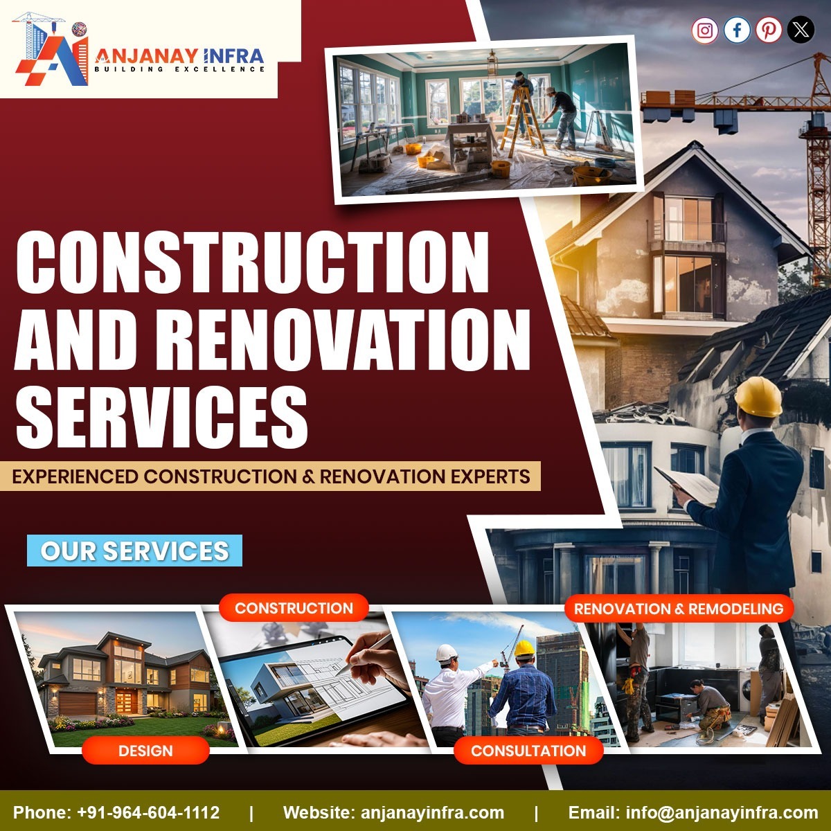 anjanayinfrapkl's tweet image. From modern home construction to smart renovations, we turn your ideas into strong, beautiful living spaces built to last. 
#ConstructionServices #HomeRenovation #AnjanayInfra #HomeConstruction #RenovationExperts #InteriorExterior #DreamHome #HouseDesign #ModernHomes