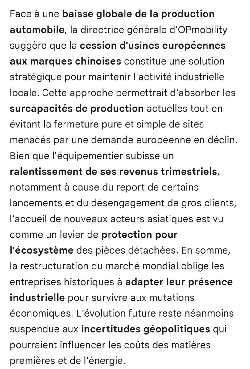 BeachleL's tweet photo. @CFECGC  Métallurgie veille et vous informe !
#cfecgc
#automotive

Le Figaro (site web)
mardi 21 avril 2026 -

Vendre des usines auto européennes à des groupes chinois est «une option intelligente», selon l’équipementier OPmobility

Le Figaro avec AFP https://t.co/giJL1EQyoa
